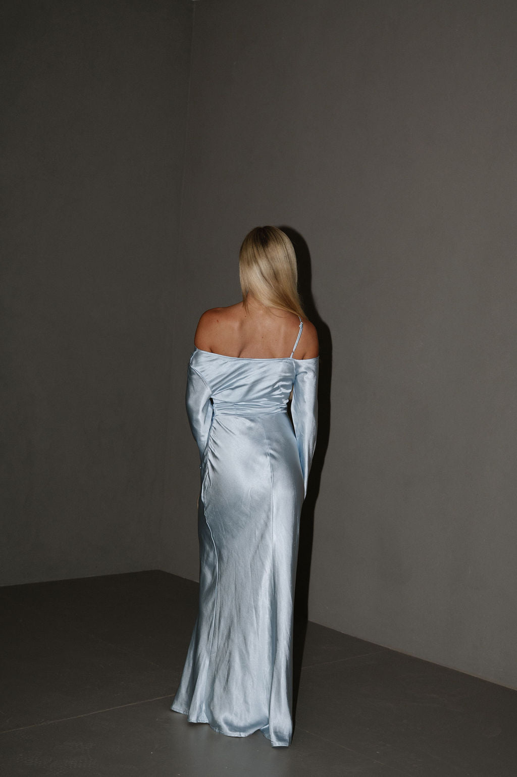 Nolan One Shoulder Maxi Dress-Blue