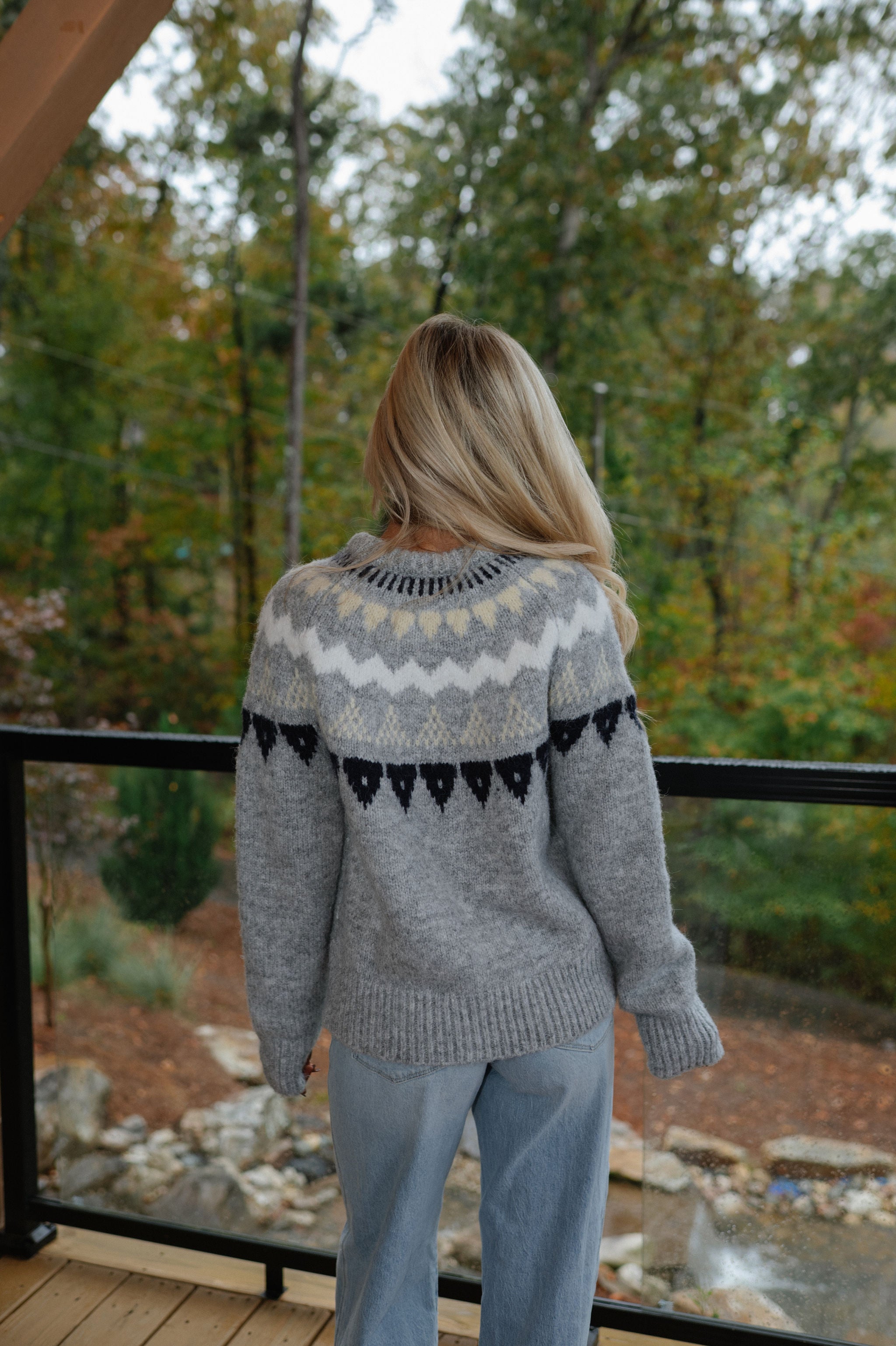 West Aztec Sweater-Grey Multi