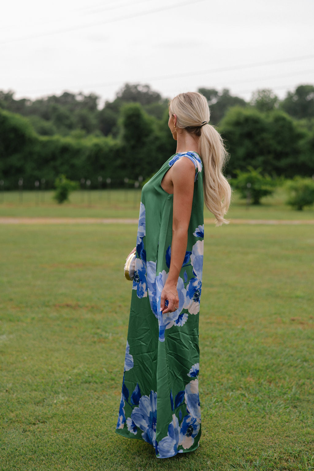 Glena Floral Maxi Dress-Green/Blue