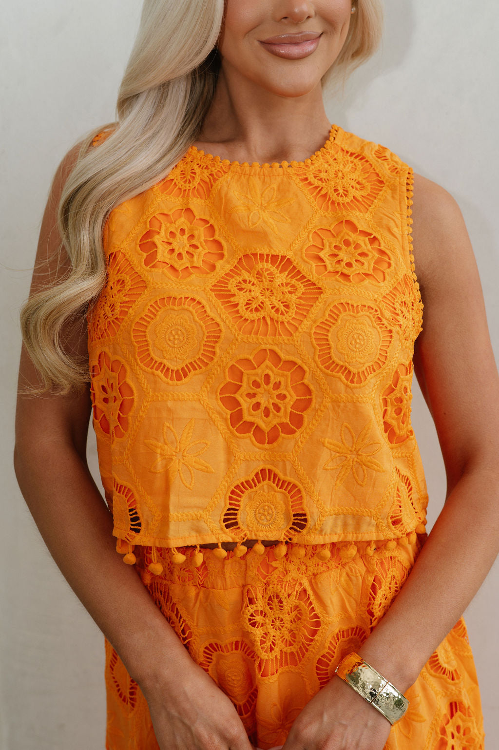 Resort Pom Skirt Set-Orange