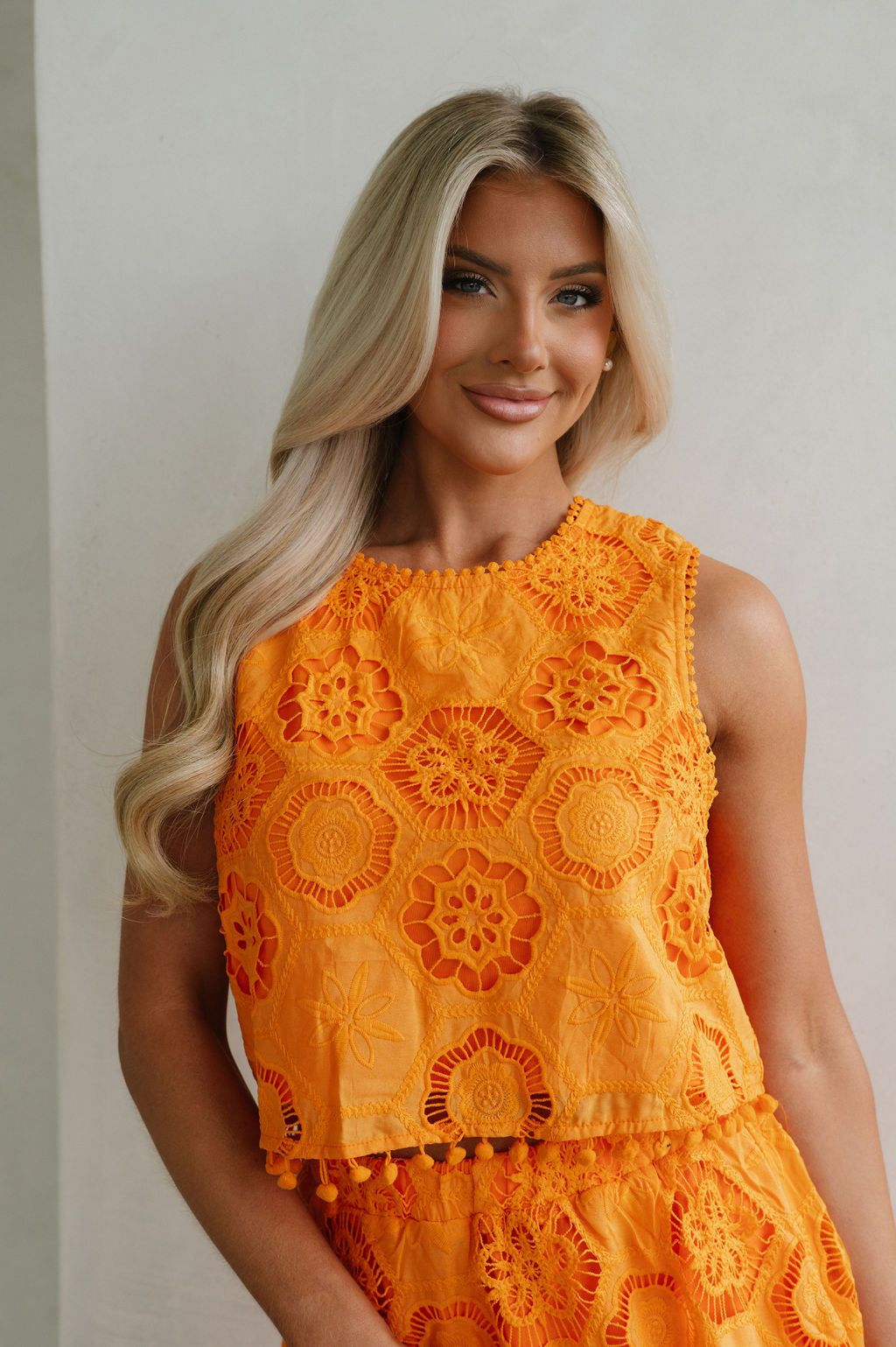 Resort Pom Skirt Set-Orange