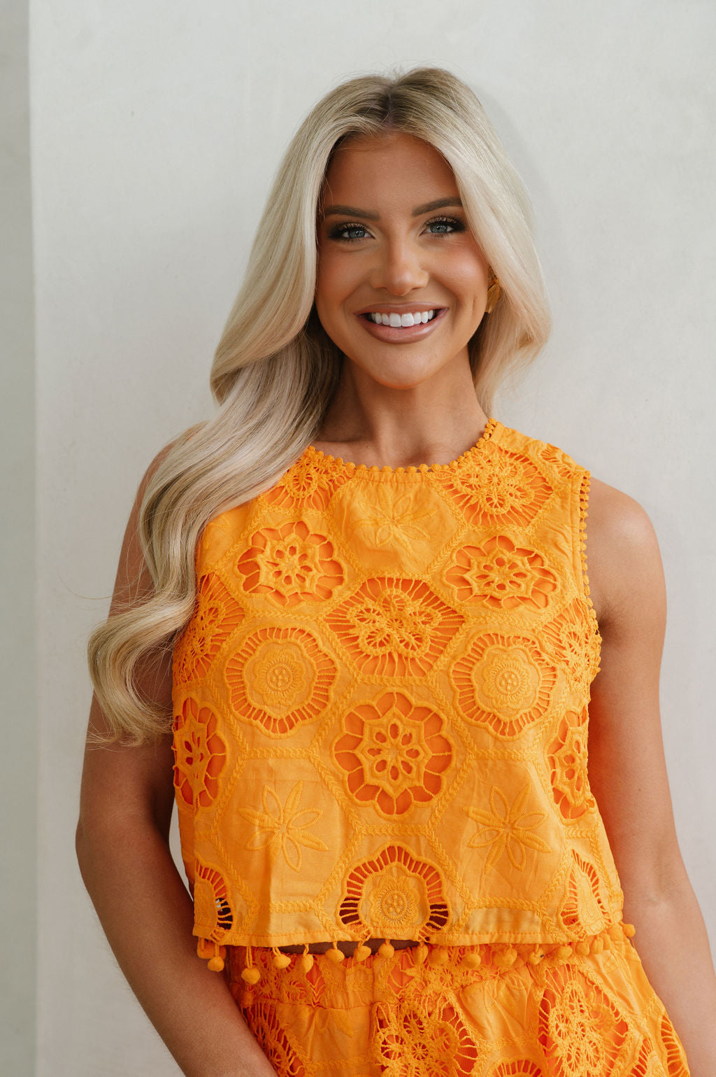 Resort Pom Skirt Set-Orange