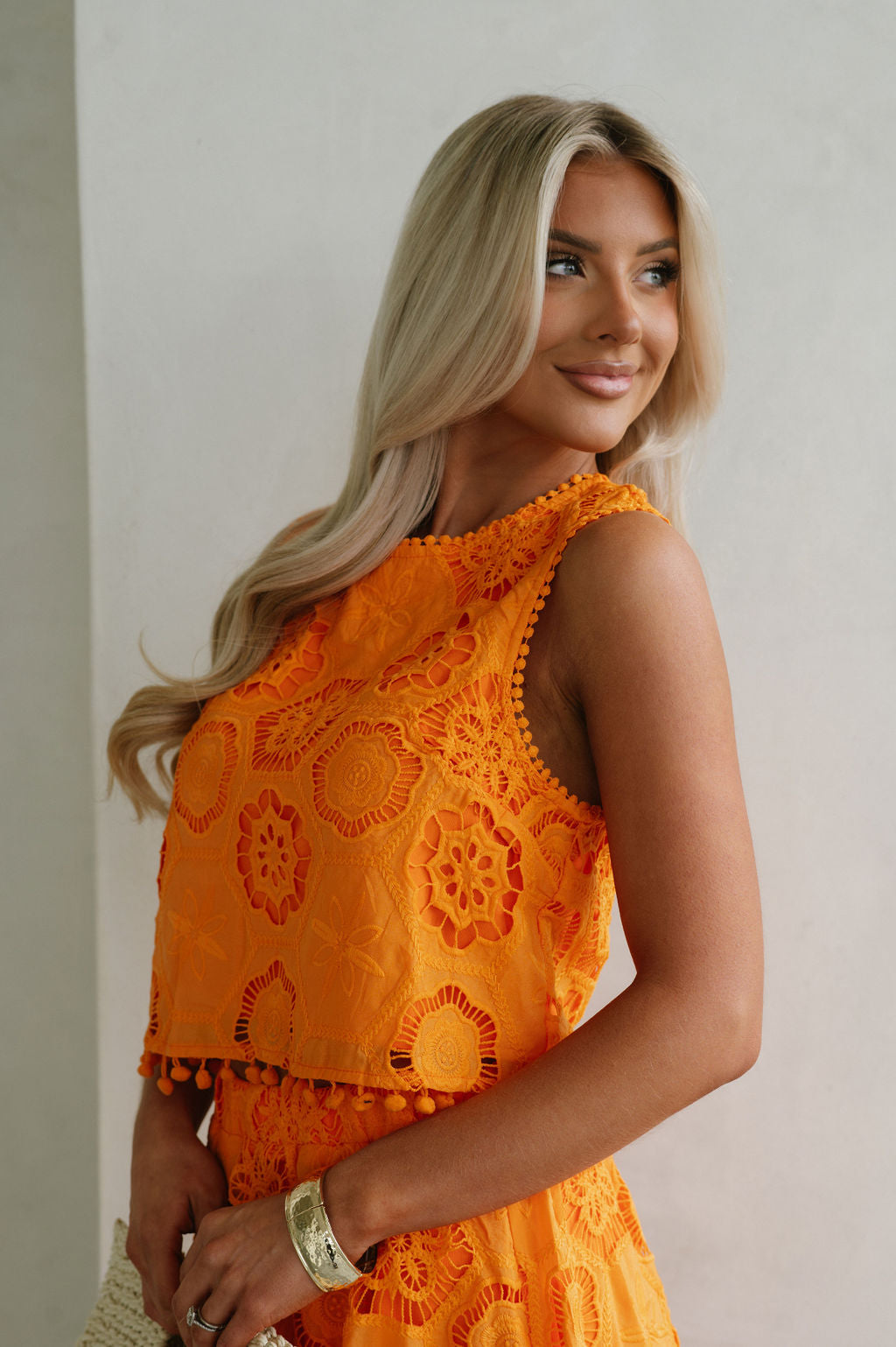 Resort Pom Skirt Set-Orange