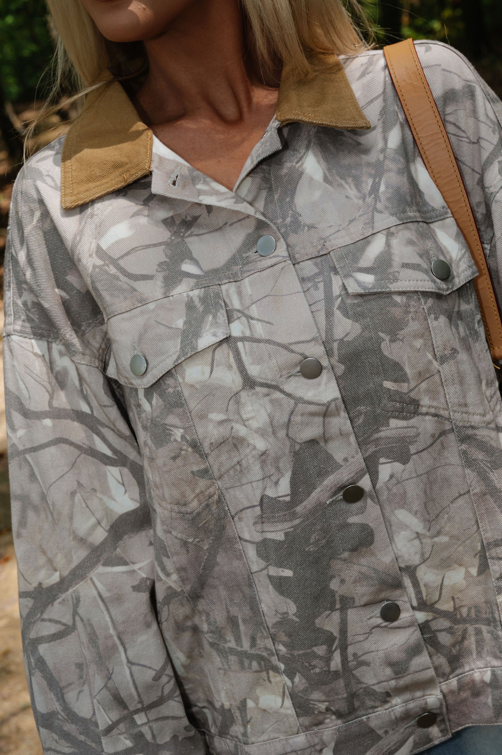 Woodland Camo Jacket-Light Wash