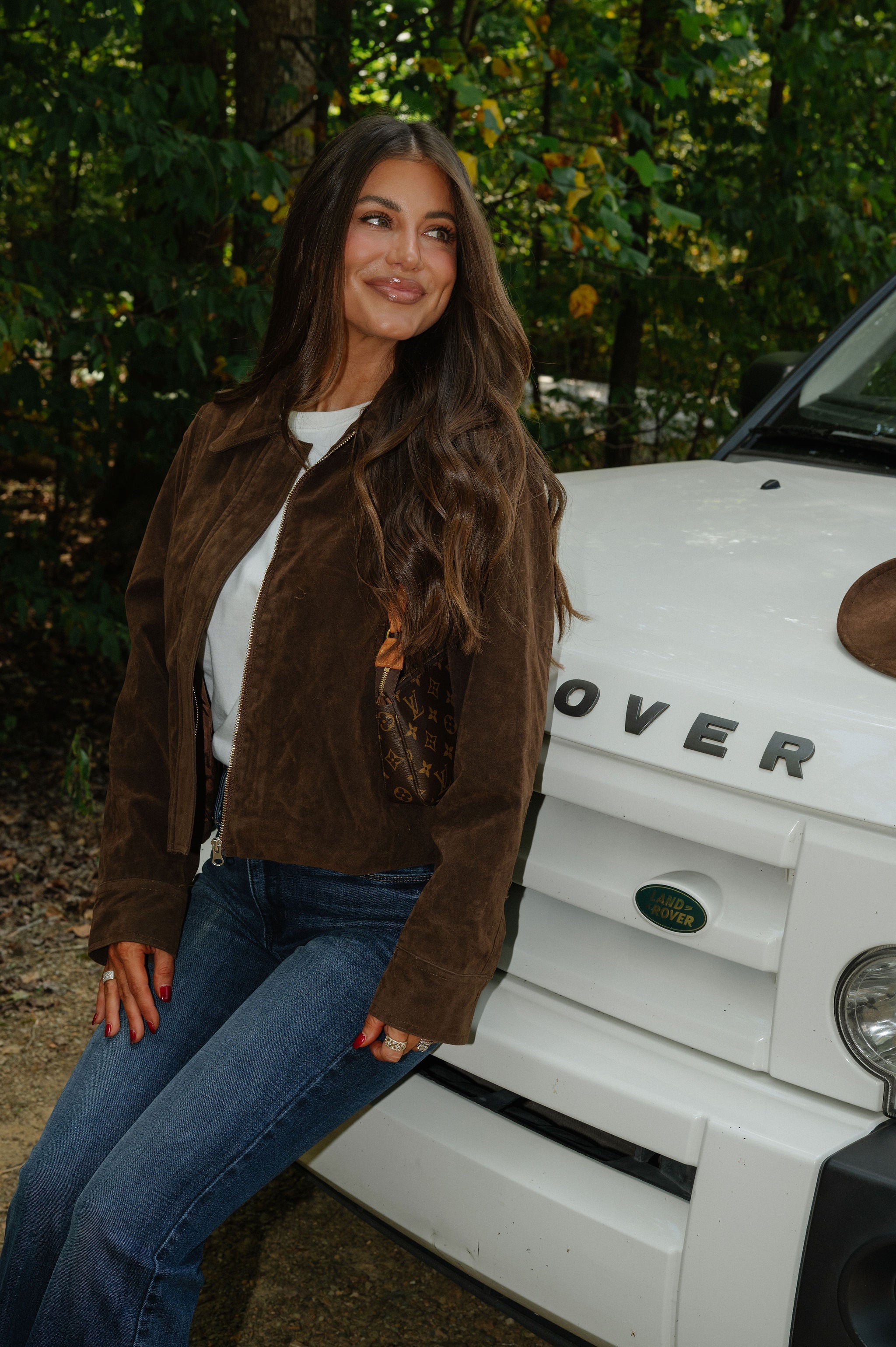 Faux Suede Collar Jacket-Chocolate