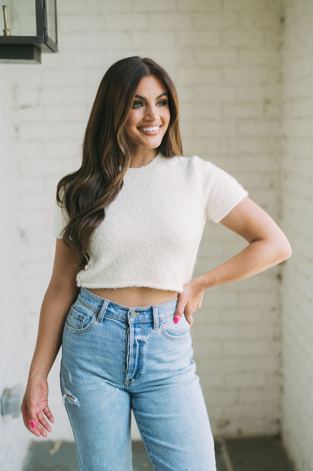 Cozy Knit Cropped Sweater-Ivory