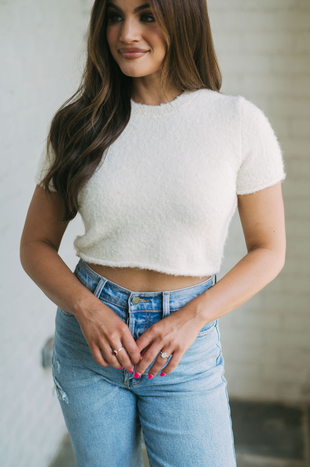 Cozy Knit Cropped Sweater-Ivory