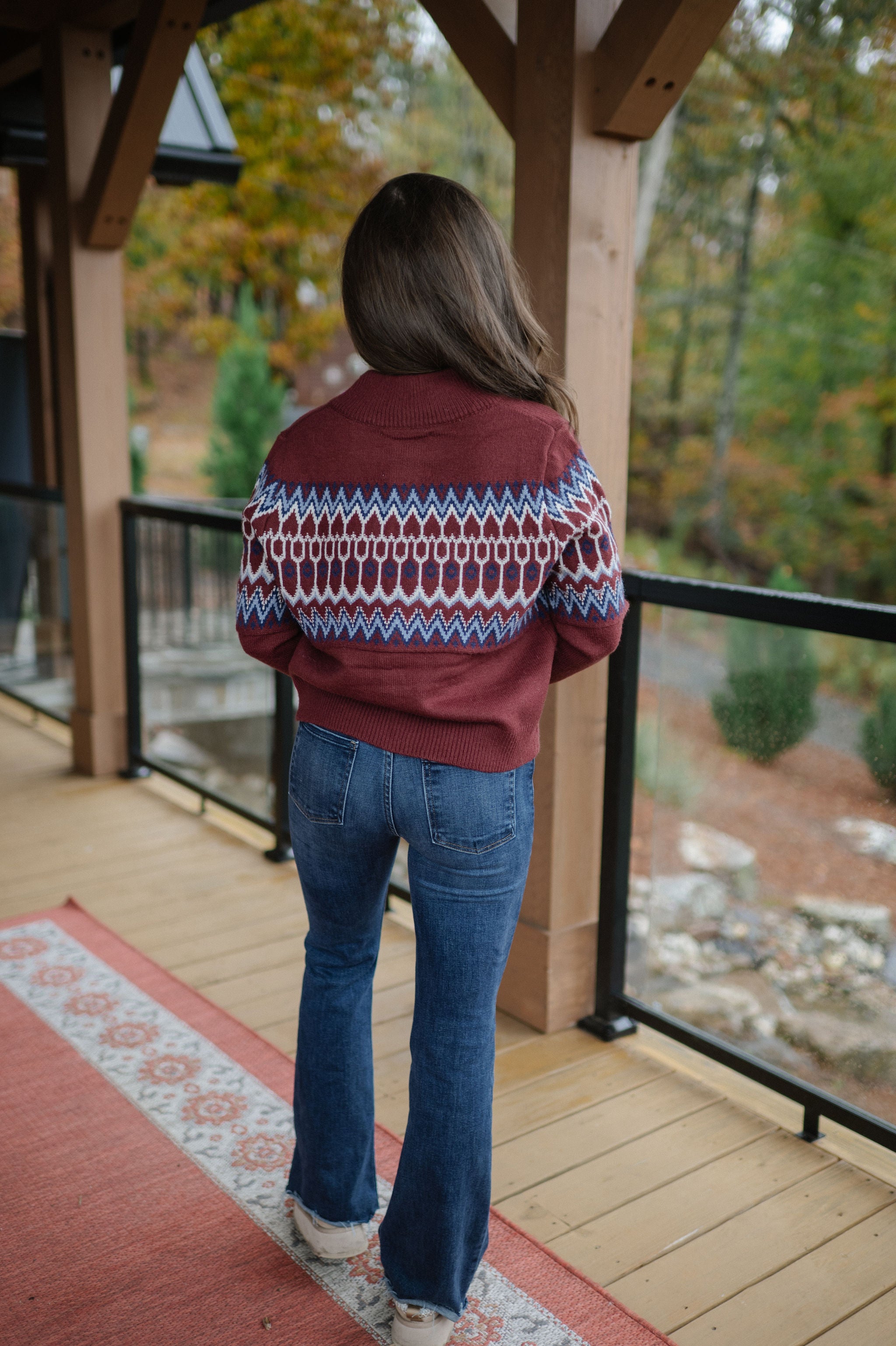 Fair Isle Cardigan Sweater-Cocoa