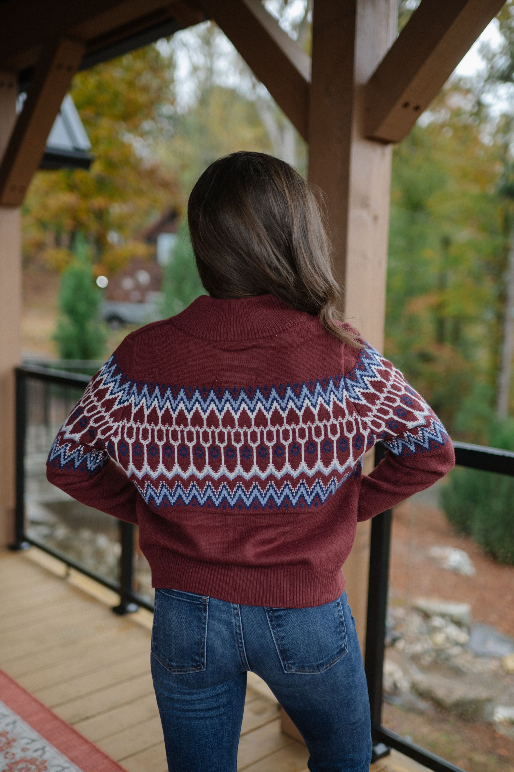 Fair Isle Cardigan Sweater-Cocoa