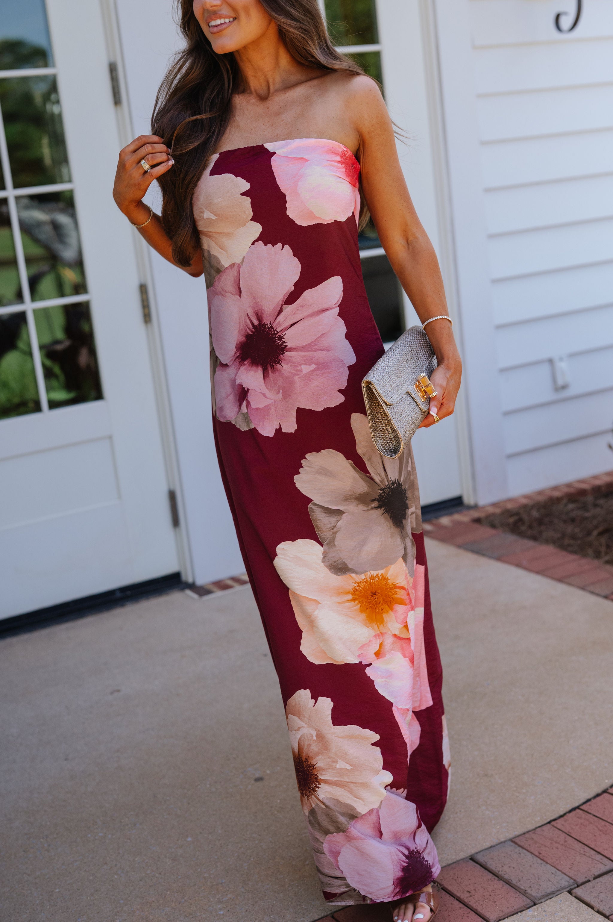 Claud Strapless Dress- Burgundy