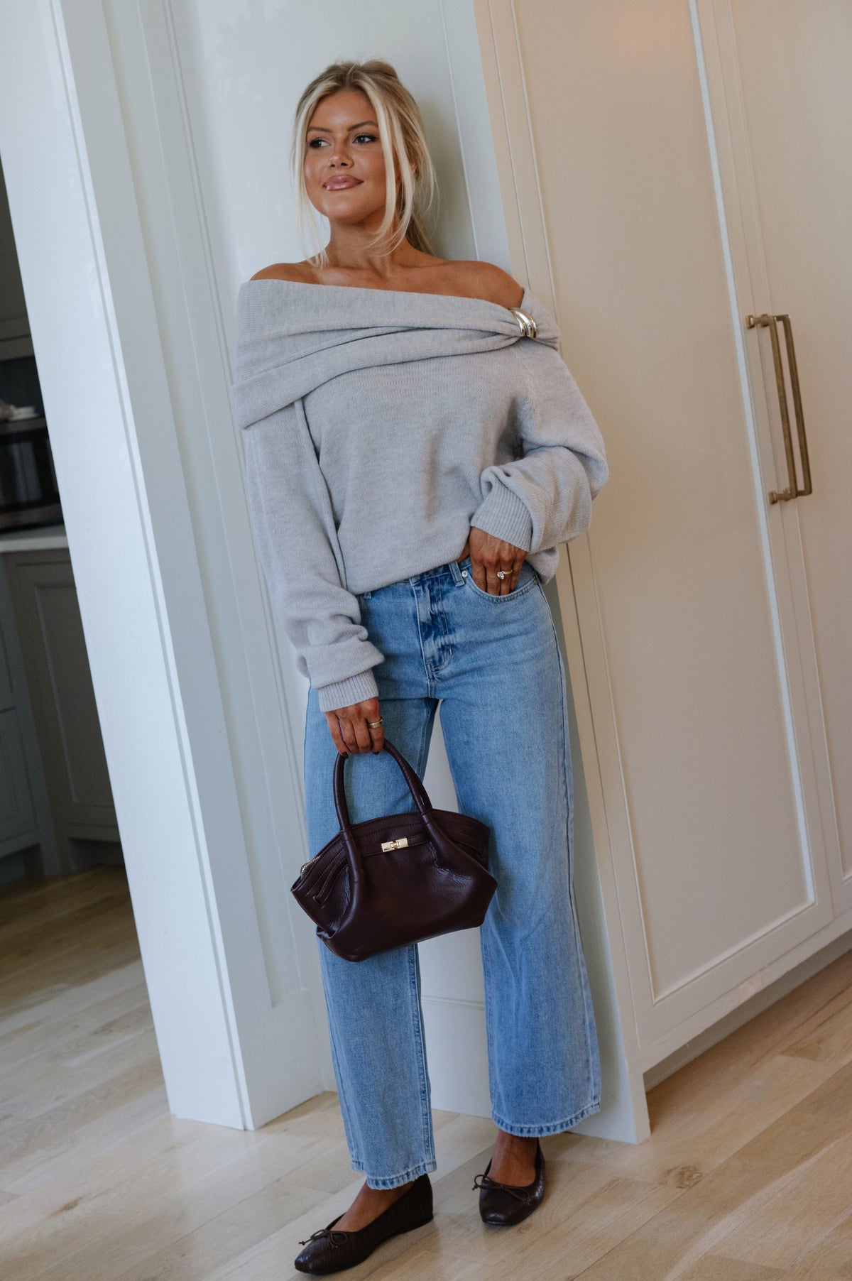 Riley Bubble Sweater-Grey