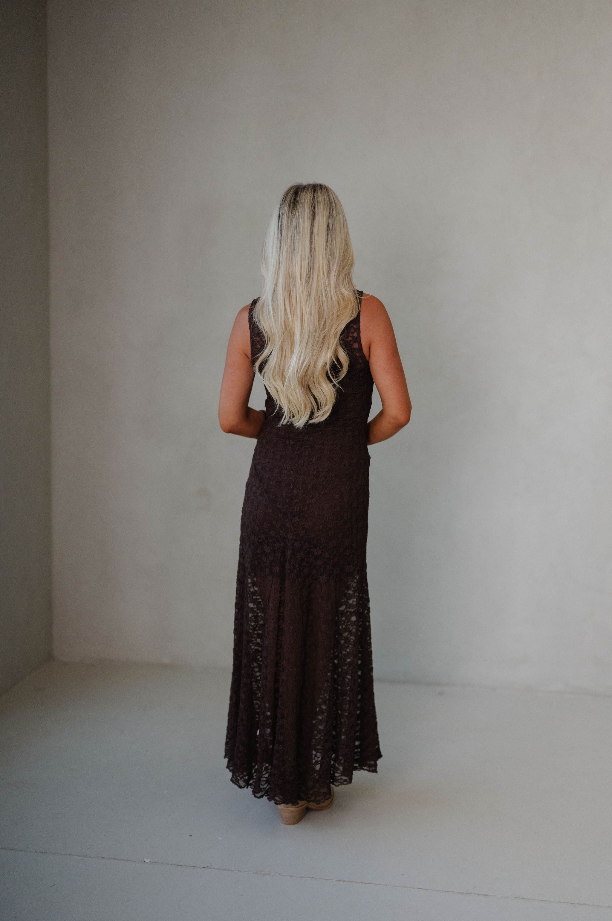 Loving Life Lace Dress- Brown