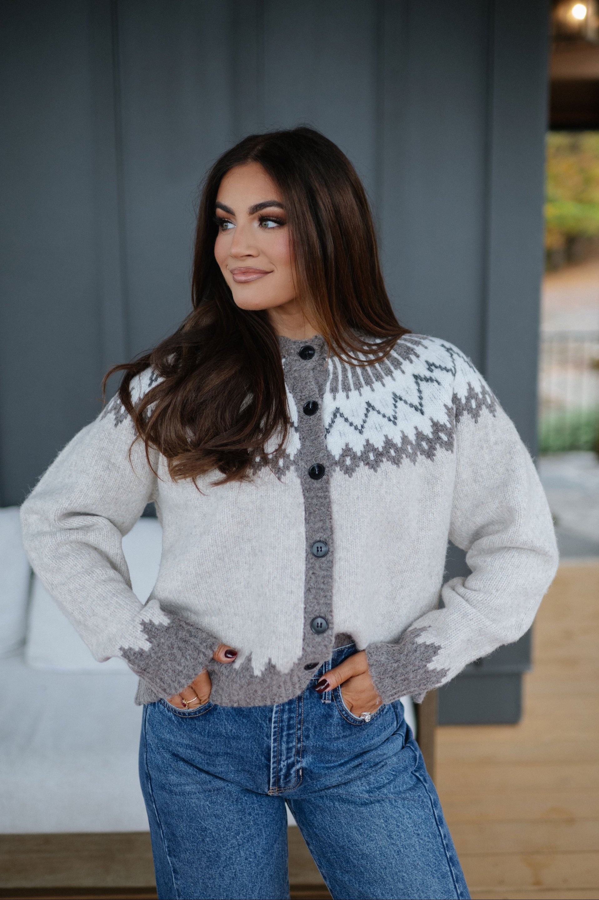 Rutherford Cardigan-Taupe Multi