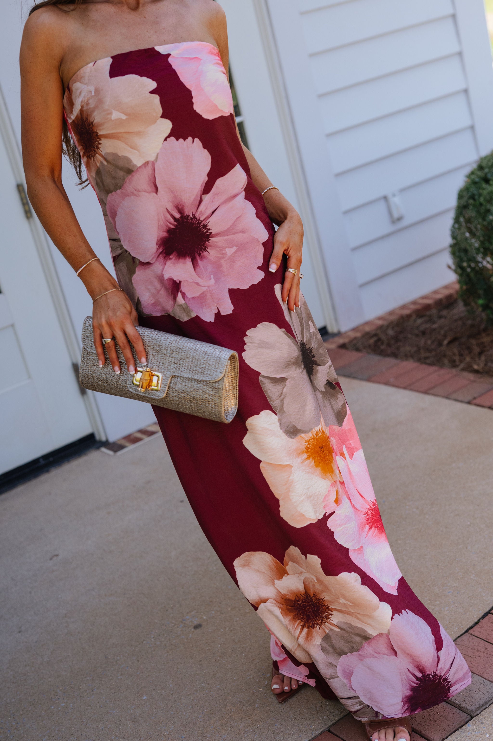 Claud Strapless Dress- Burgundy