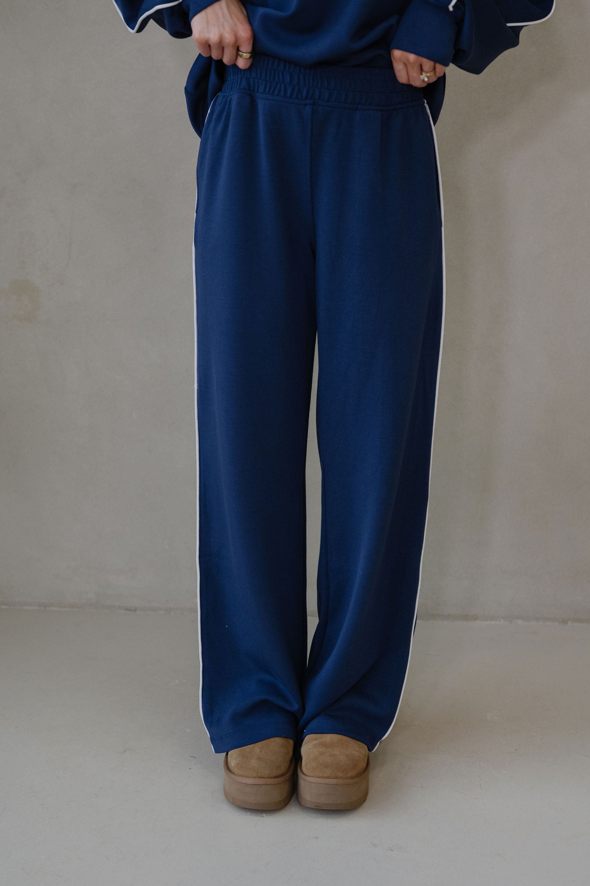 Piper Scuba Pants Set-Navy/Cream
