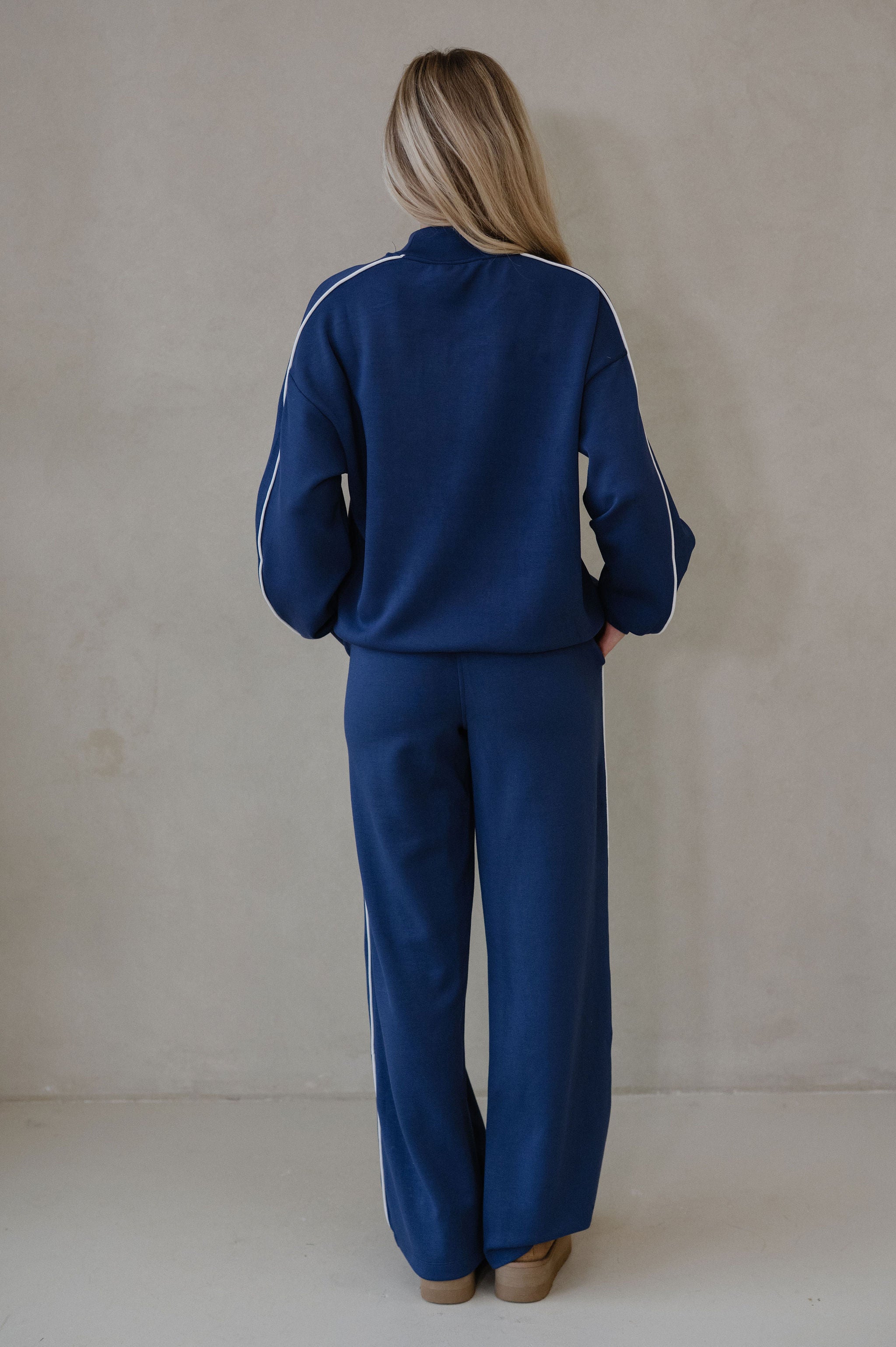 Piper Scuba Pants Set-Navy/Cream