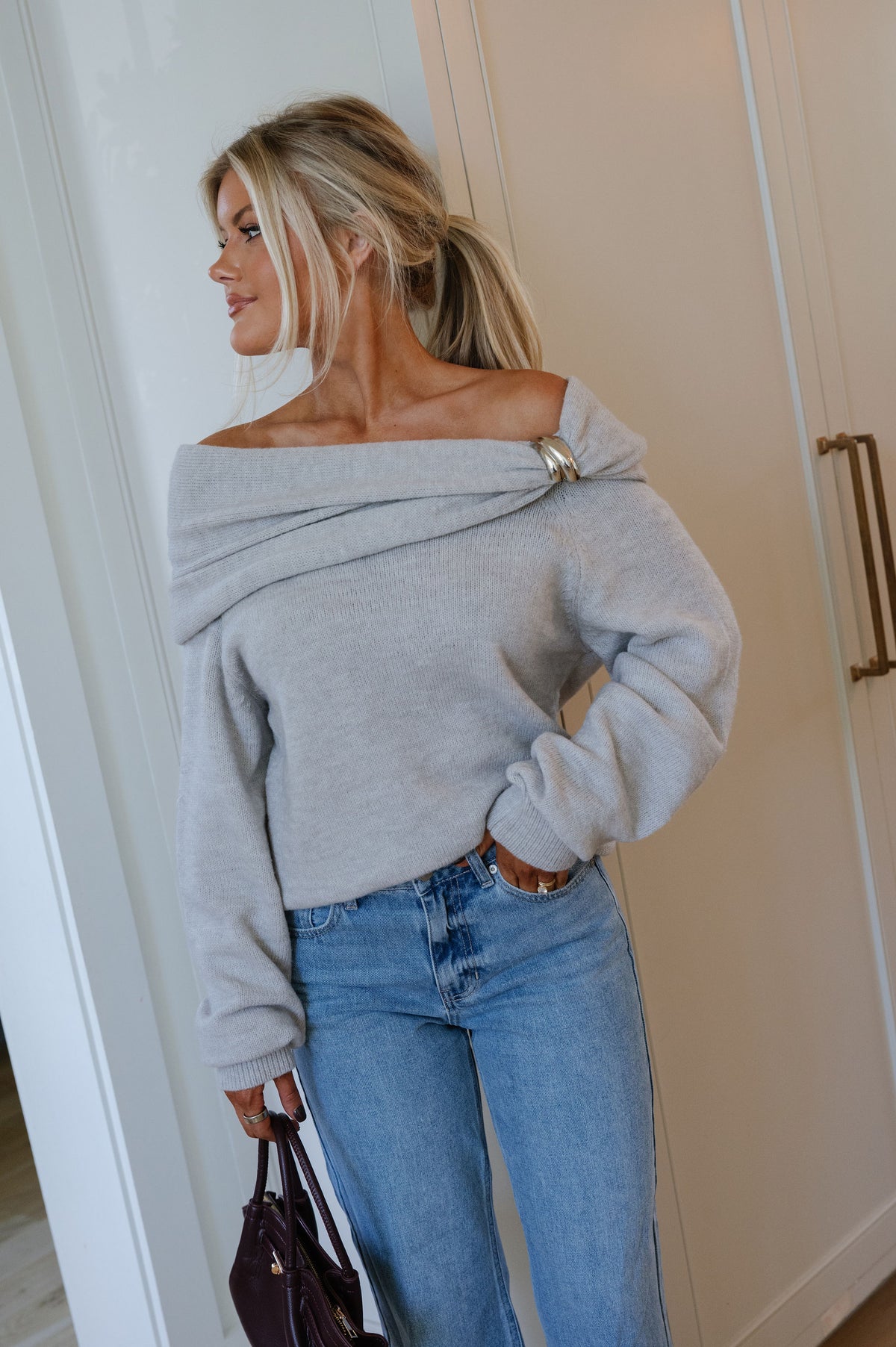 Riley Bubble Sweater-Grey