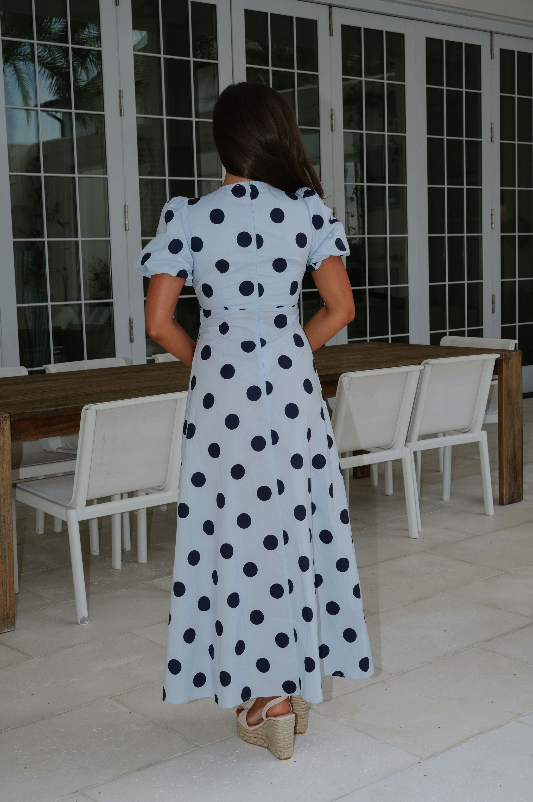 Polka Dot Maxi Dress-Blue