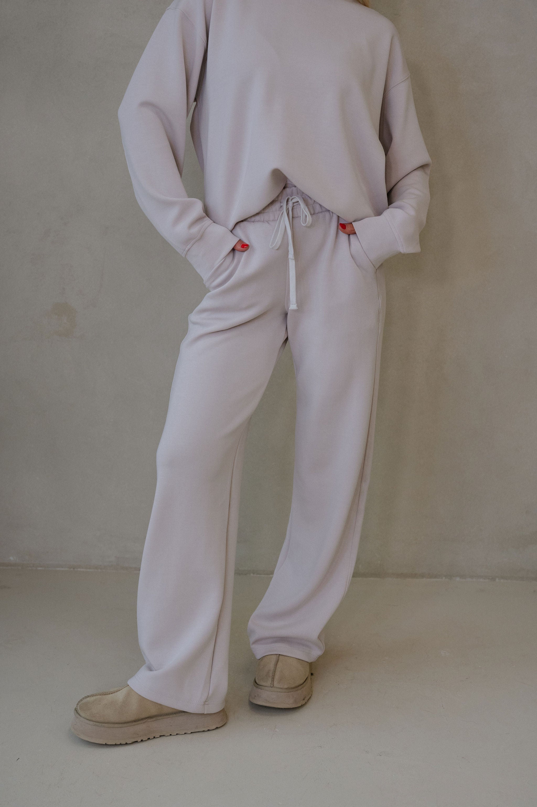 Nelson Scuba Pants Set-Mocha Cream