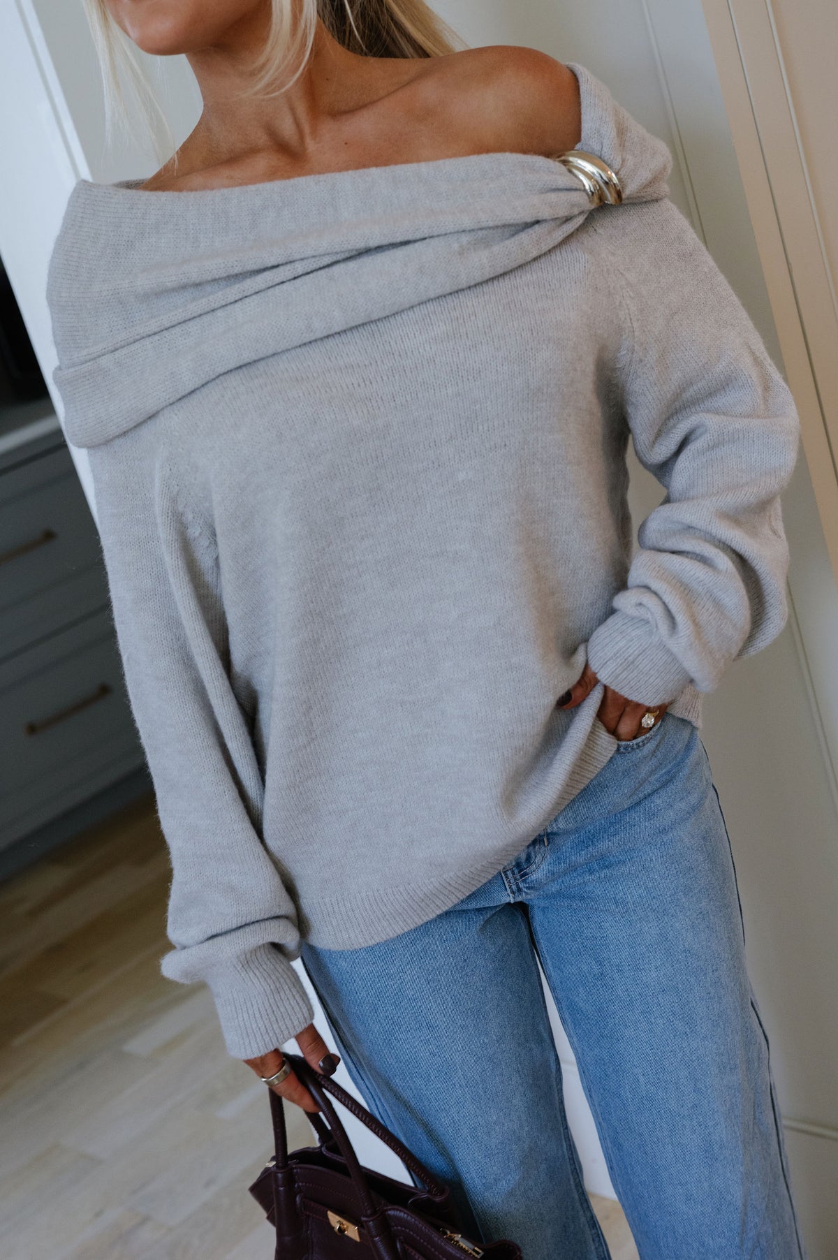 Riley Bubble Sweater-Grey