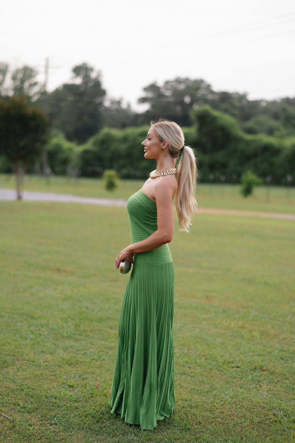 Summer Pleated Dress- Green