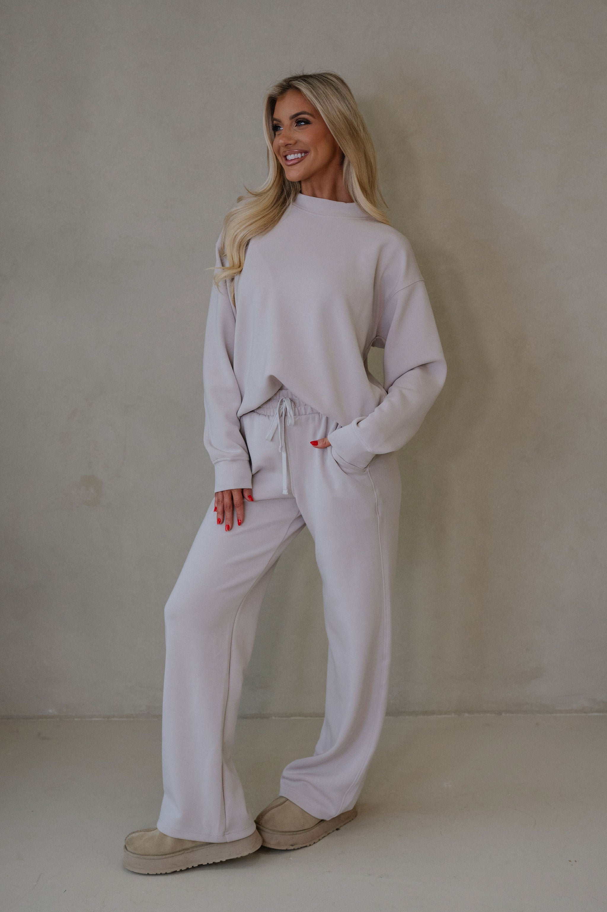 Nelson Scuba Pants Set-Mocha Cream