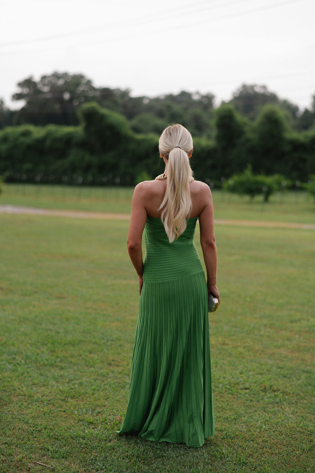 Summer Pleated Dress- Green