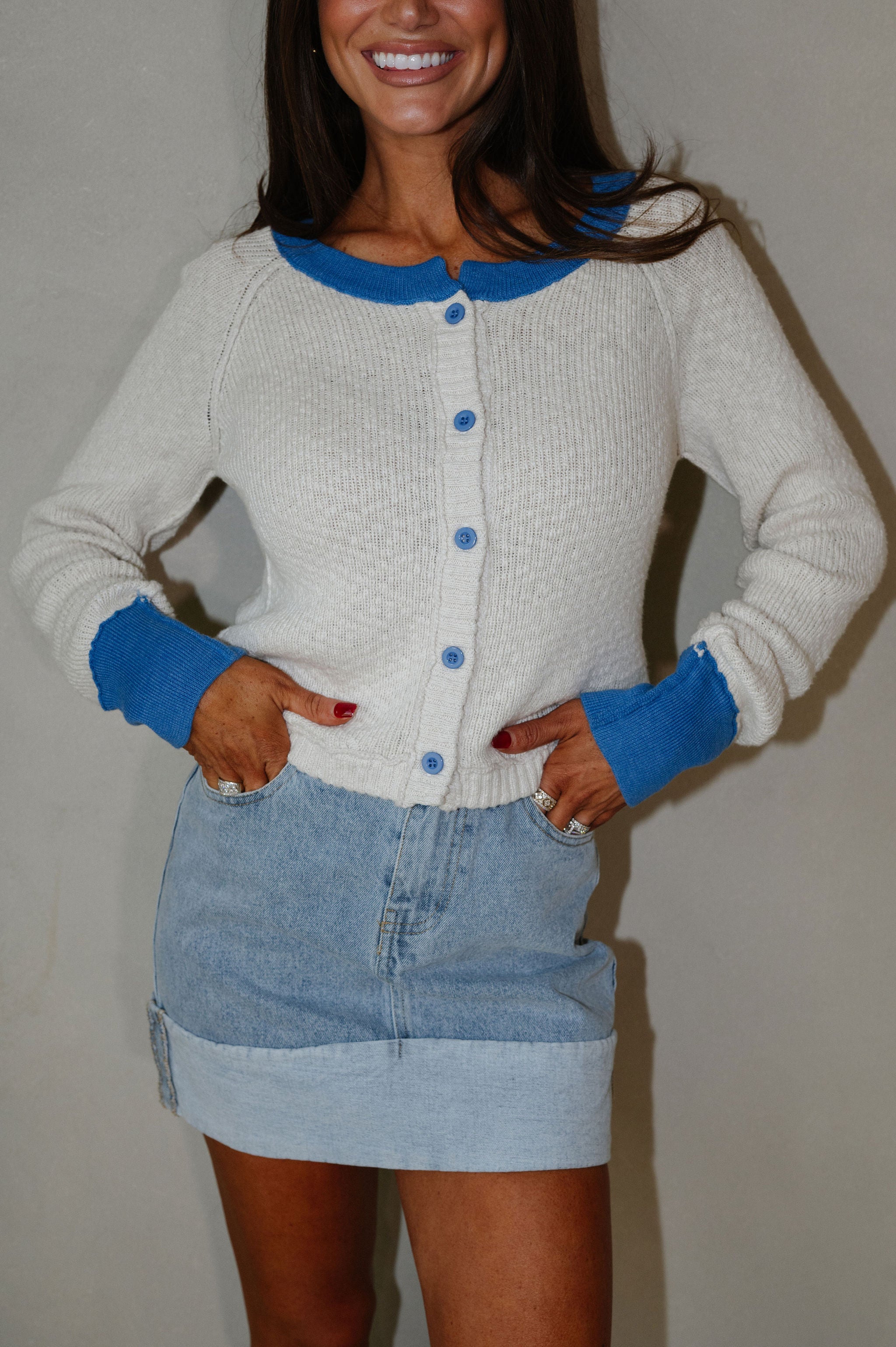 Ann Top-Taupe/Blue