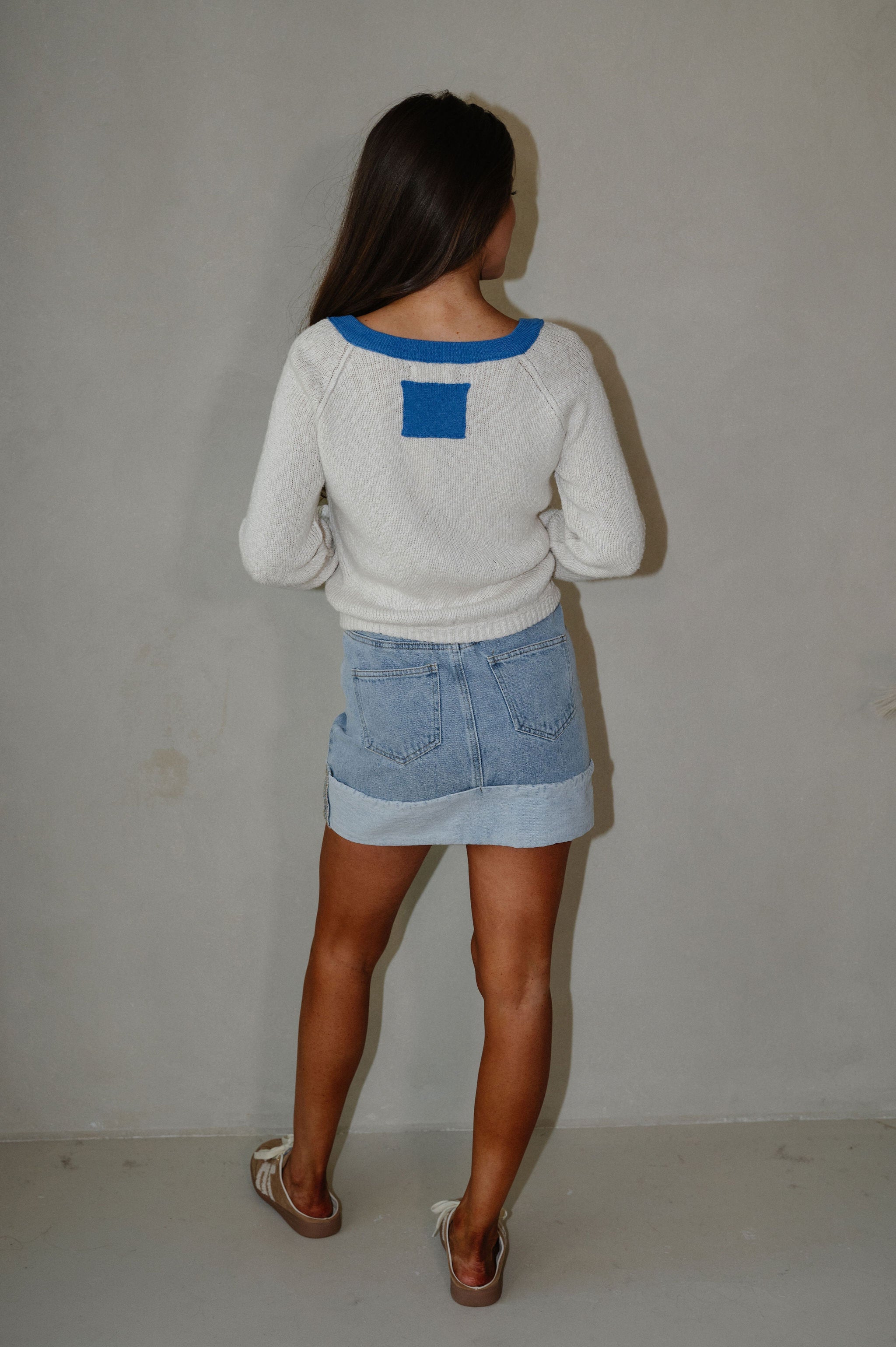 Ann Top-Taupe/Blue