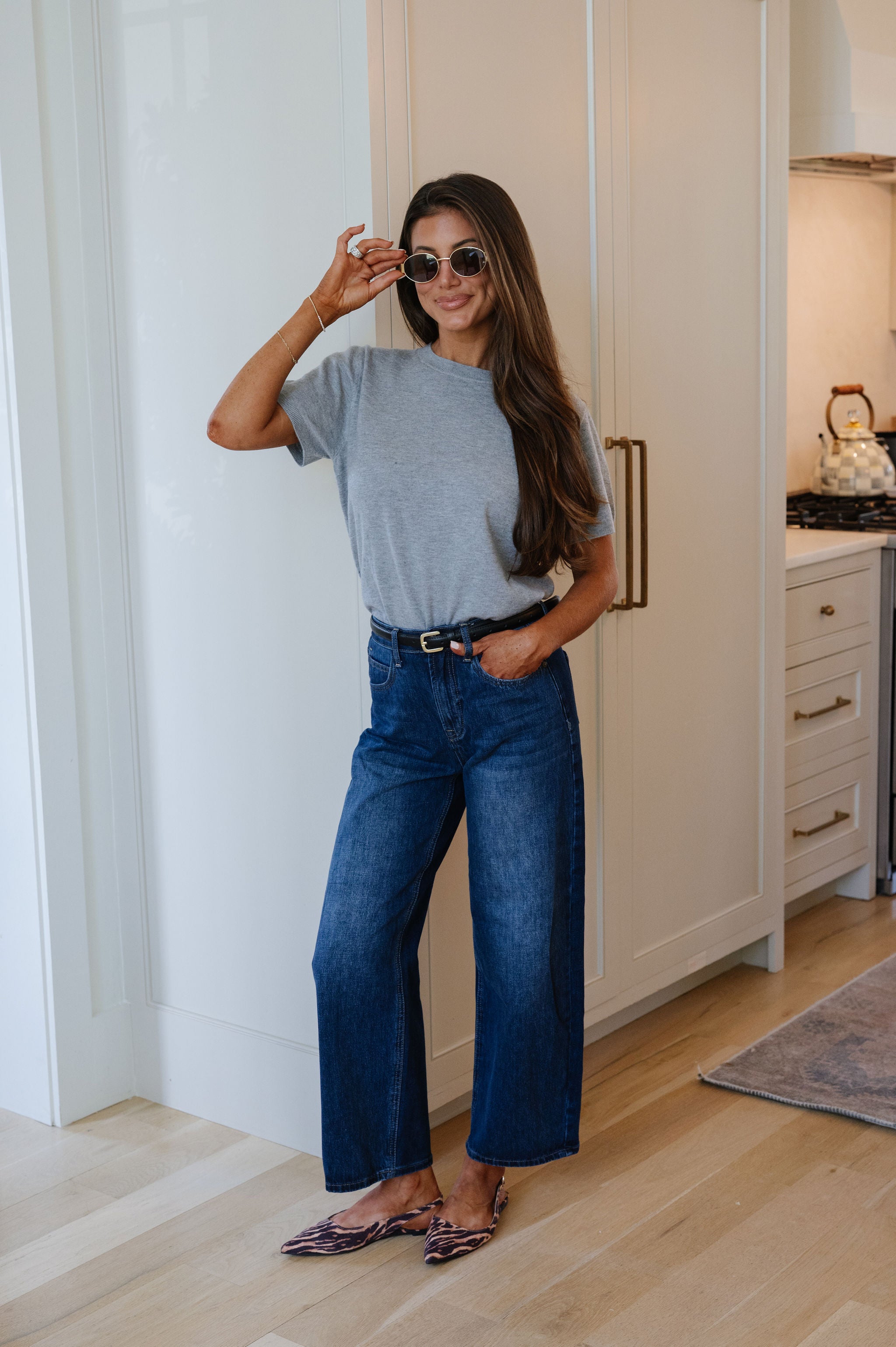 Riley Short Sleeve Top-Heathered Grey