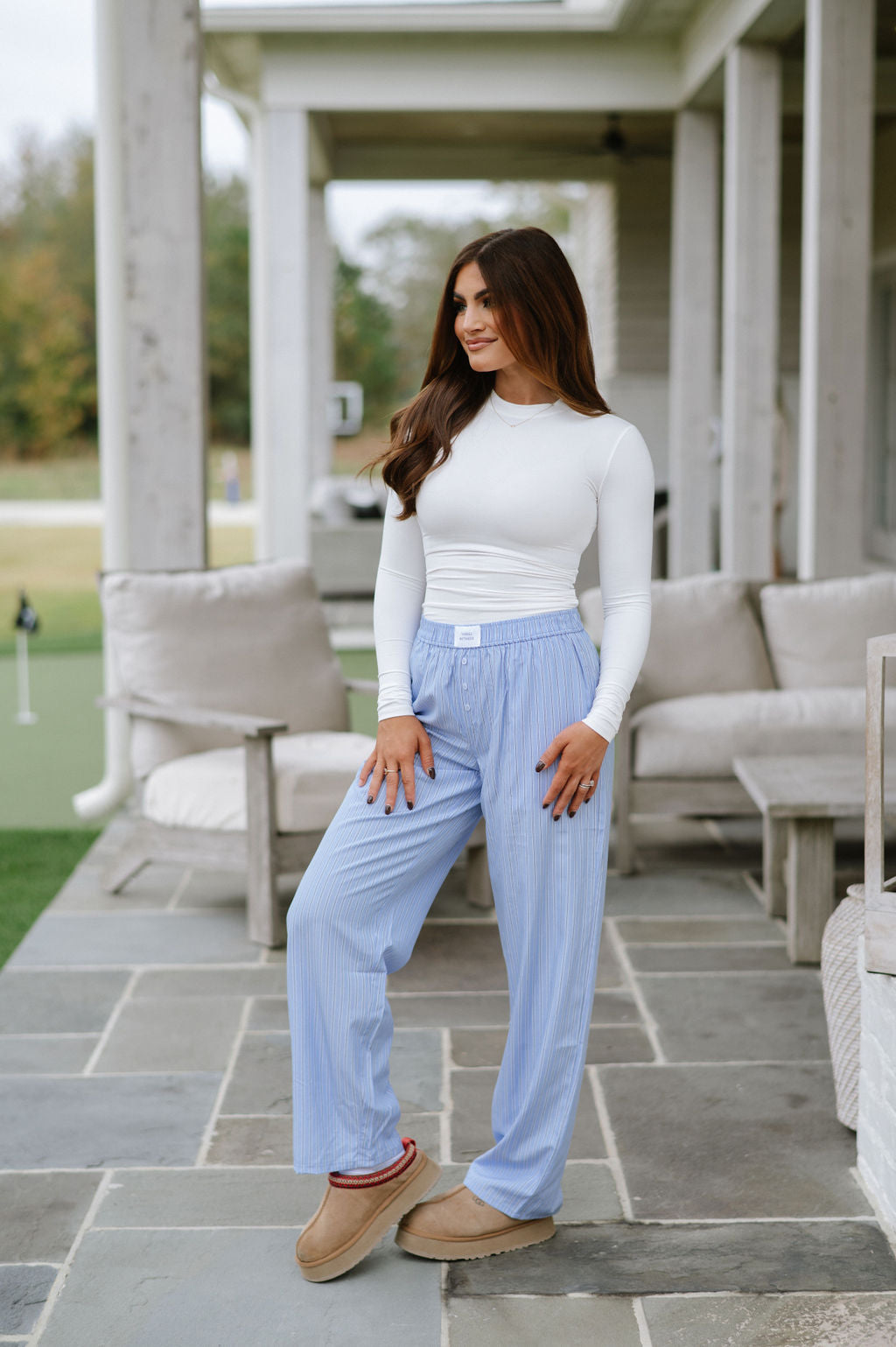 Cosmo Striped Pants-Light Blue