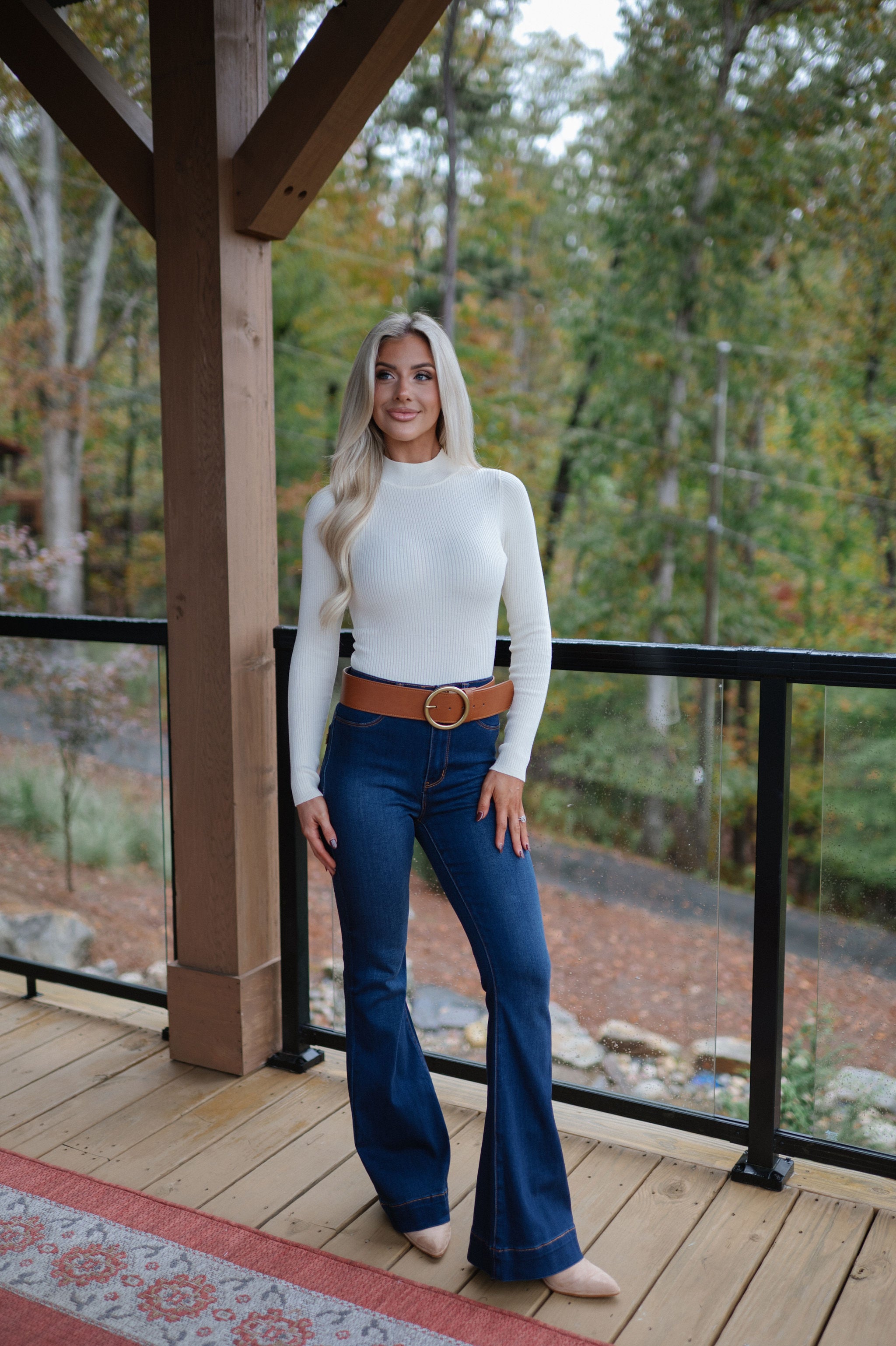 Hampton Ribbed Bodysuit-Cream