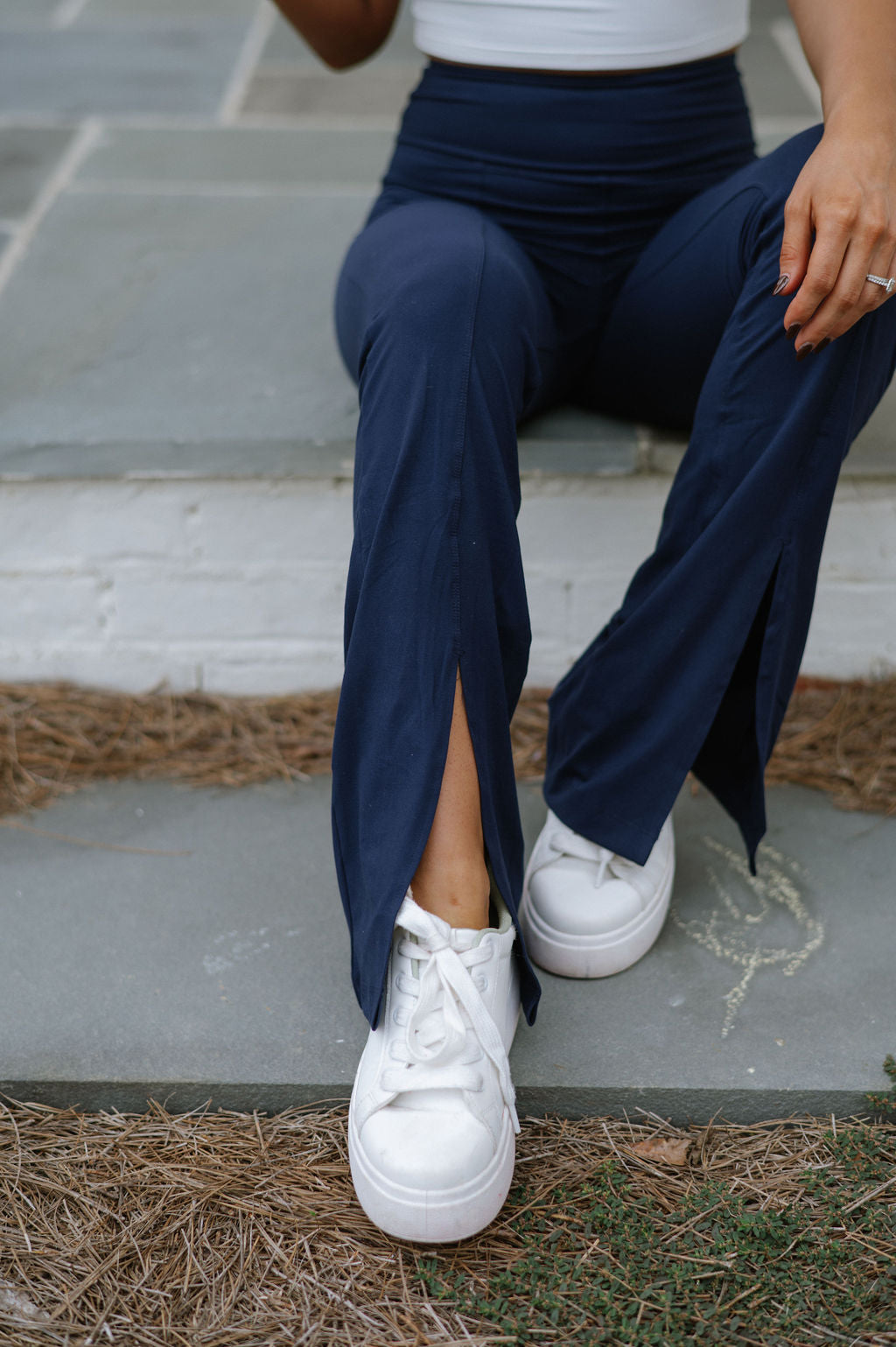 Butter Soft High Waist Flared Leggings-Navy