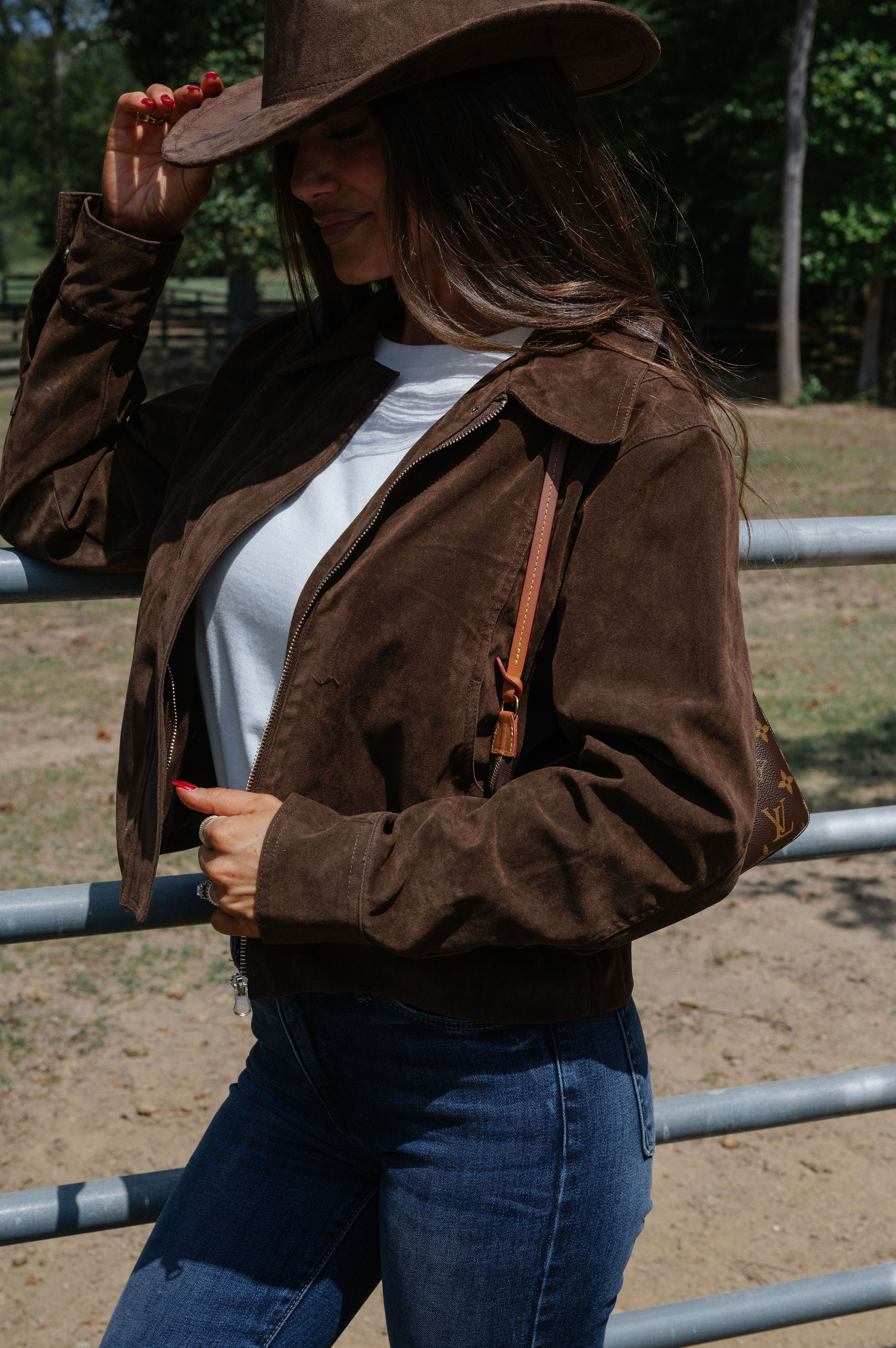 Faux Suede Collar Jacket-Chocolate