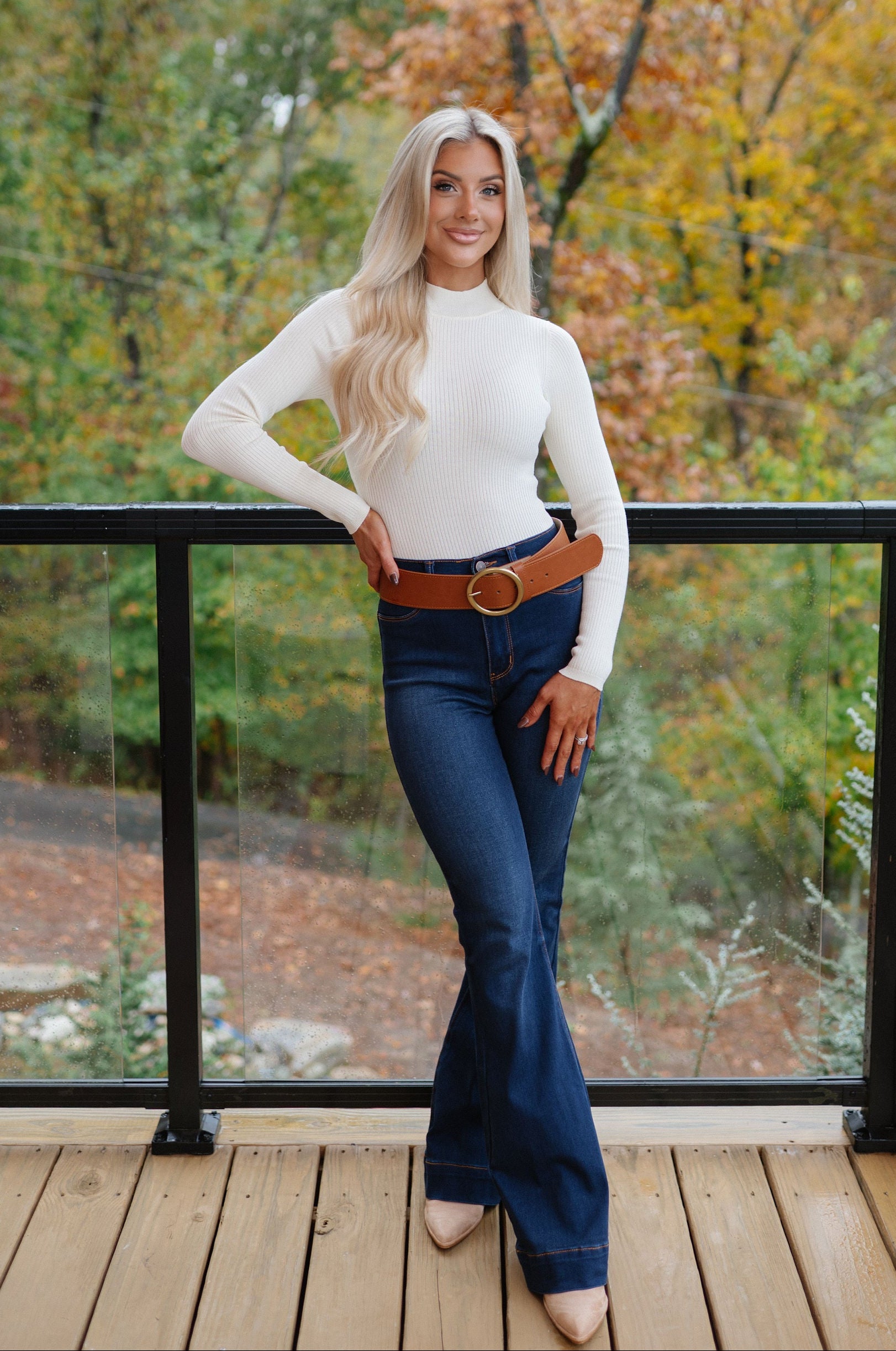 Hampton Ribbed Bodysuit-Cream