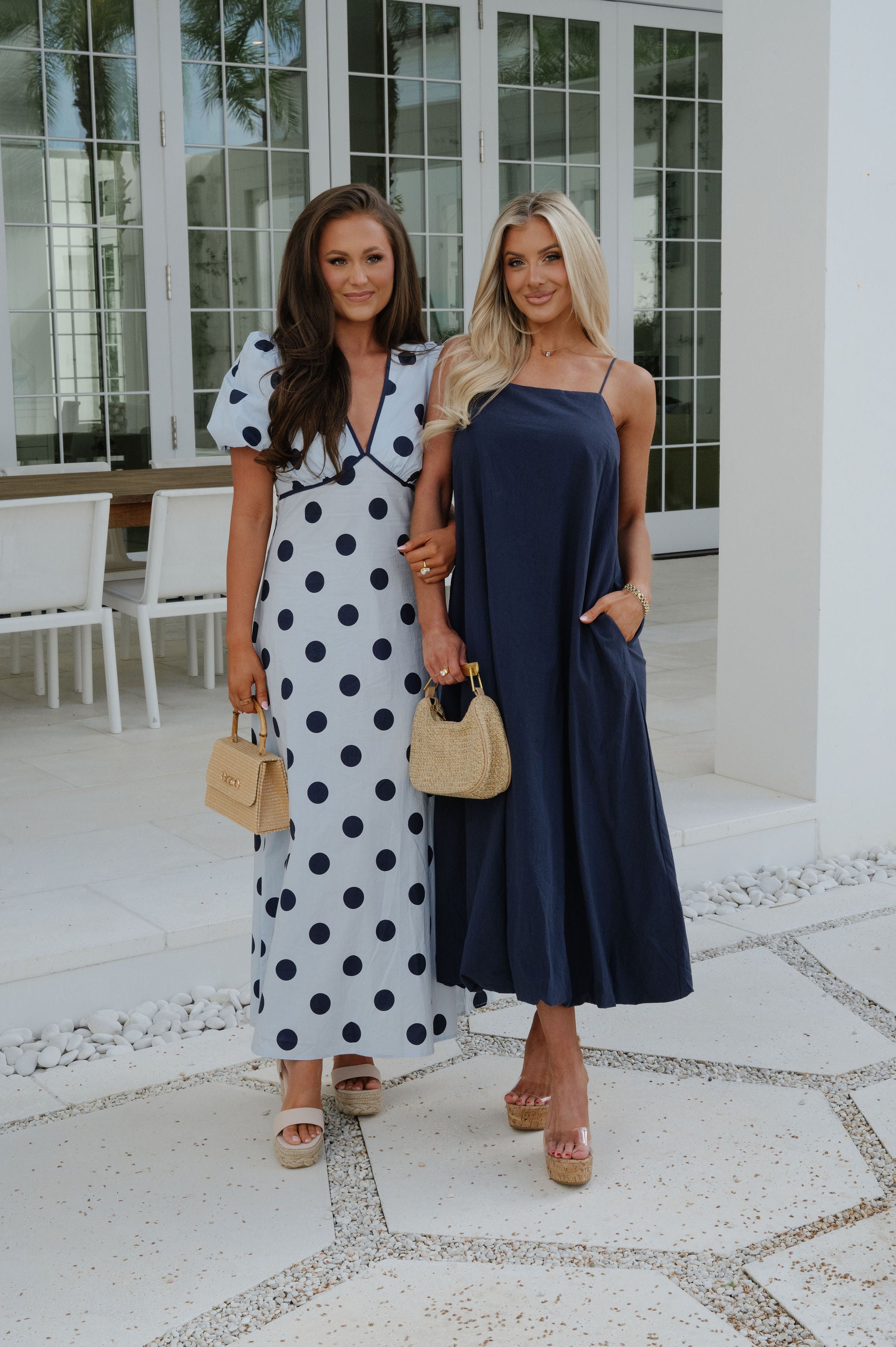 Polka Dot Maxi Dress-Blue