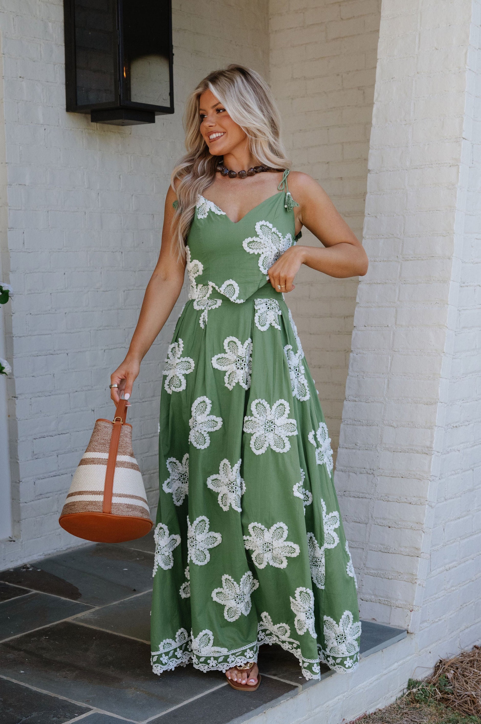 Bloom Skirt Set-Green