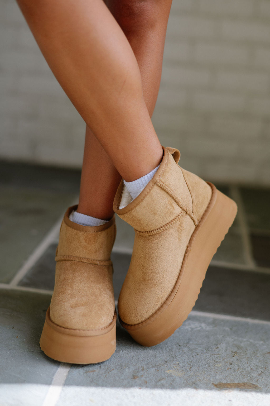 Keystone Platform Booties- Chestnut