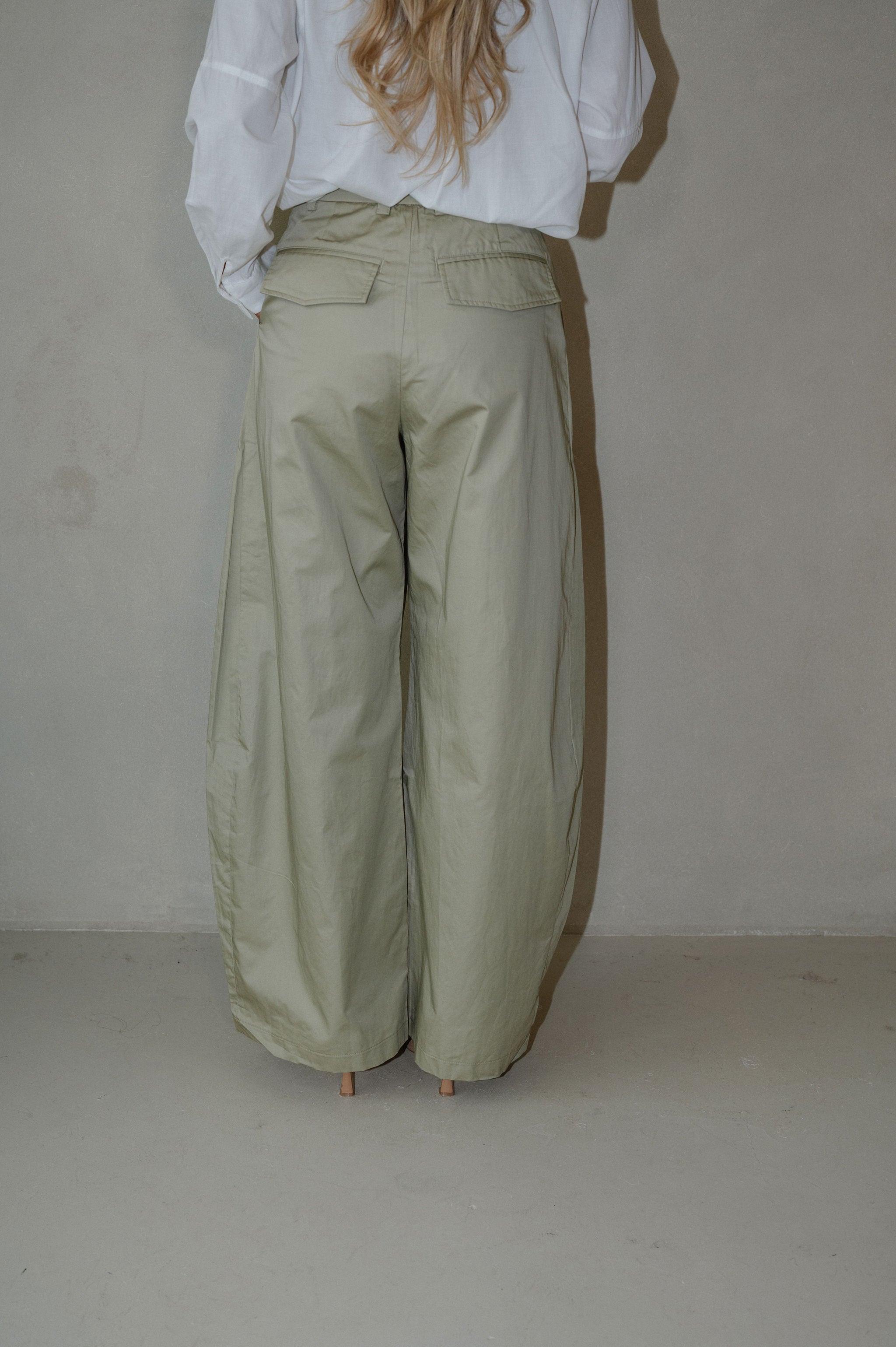 High-Rise Pintuck Wide Leg Pants-Light Olive