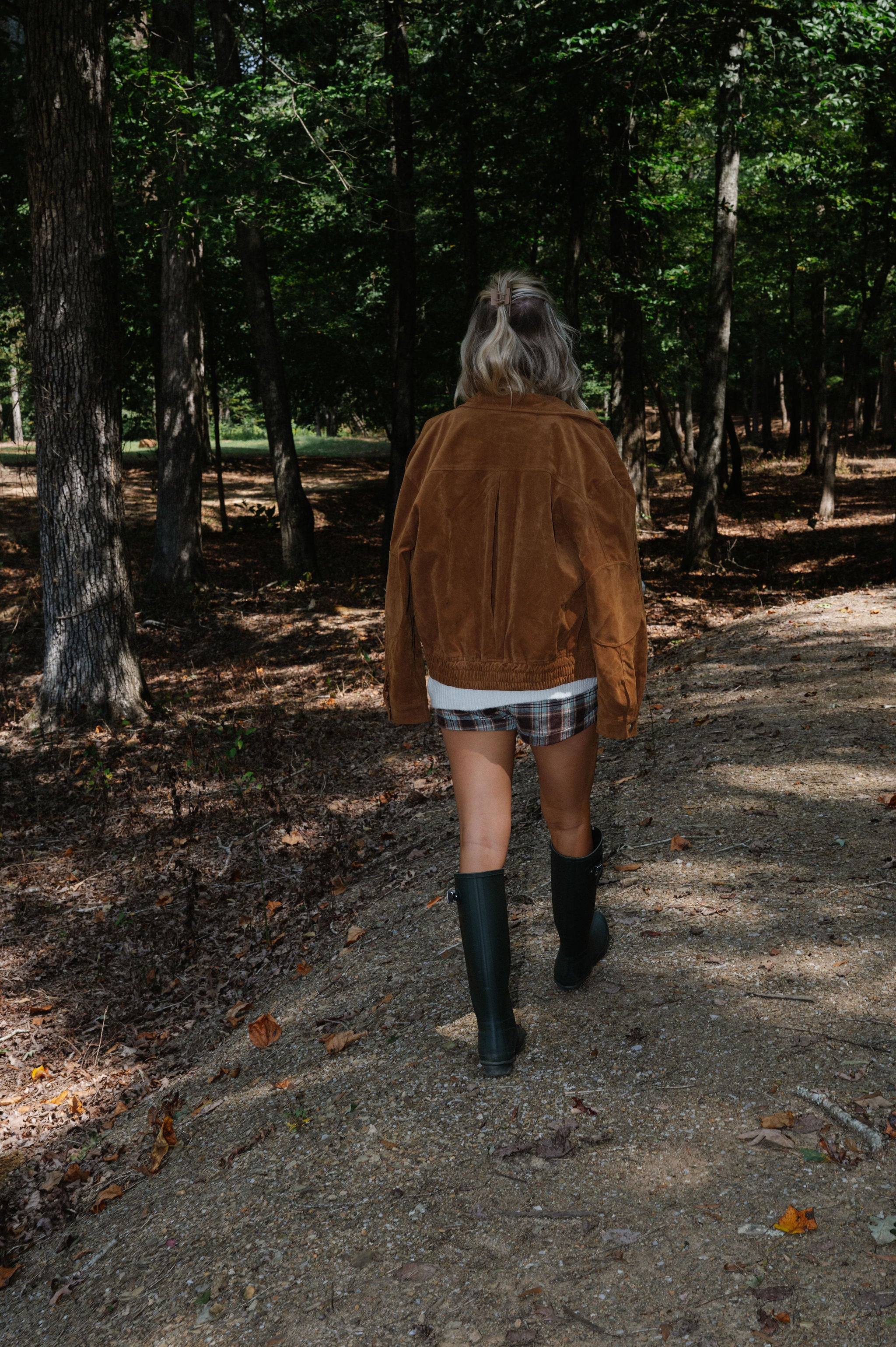 Suede Zip-Up Bomber Jacket-Camel