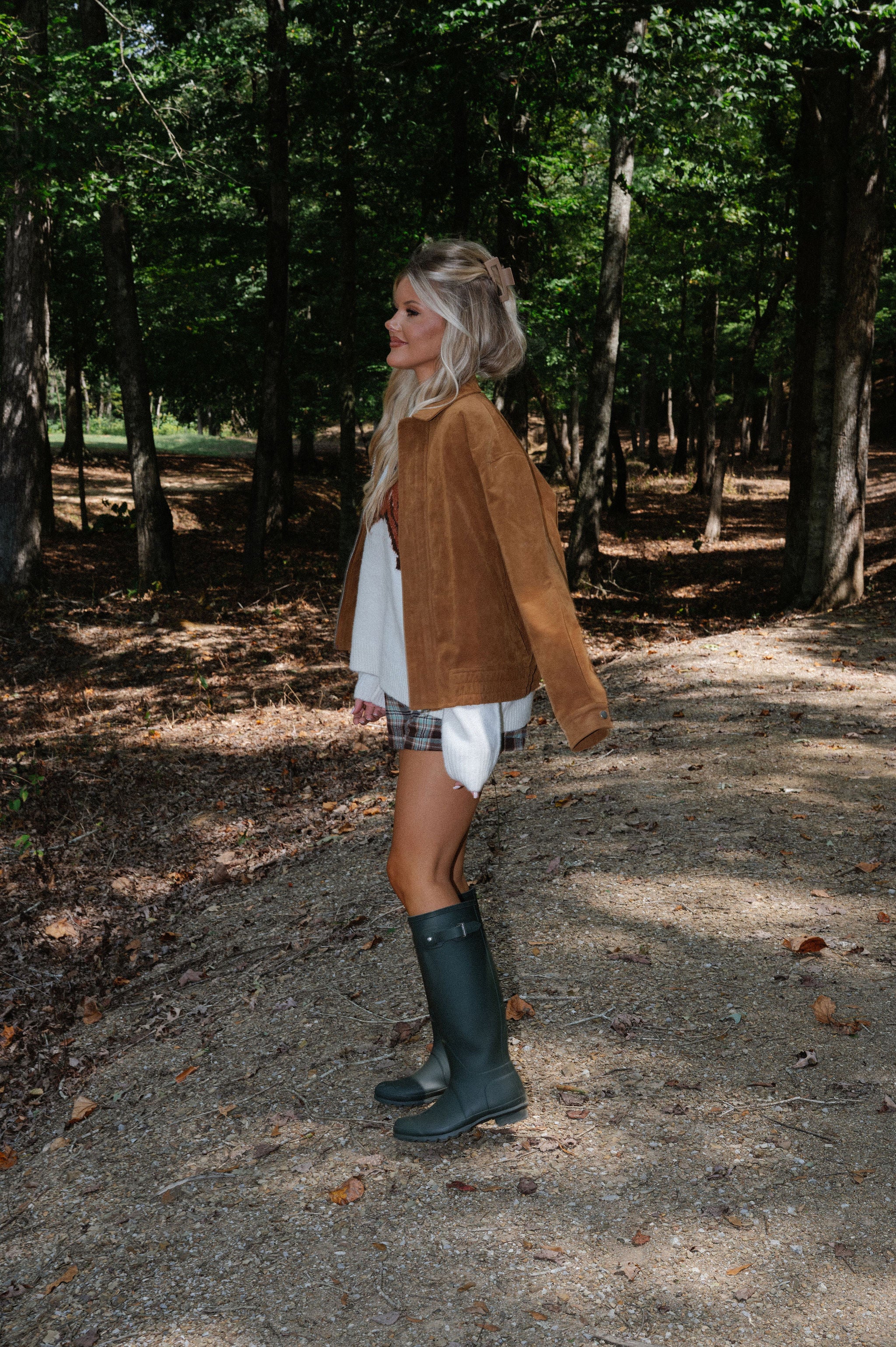 Suede Zip-Up Bomber Jacket-Camel