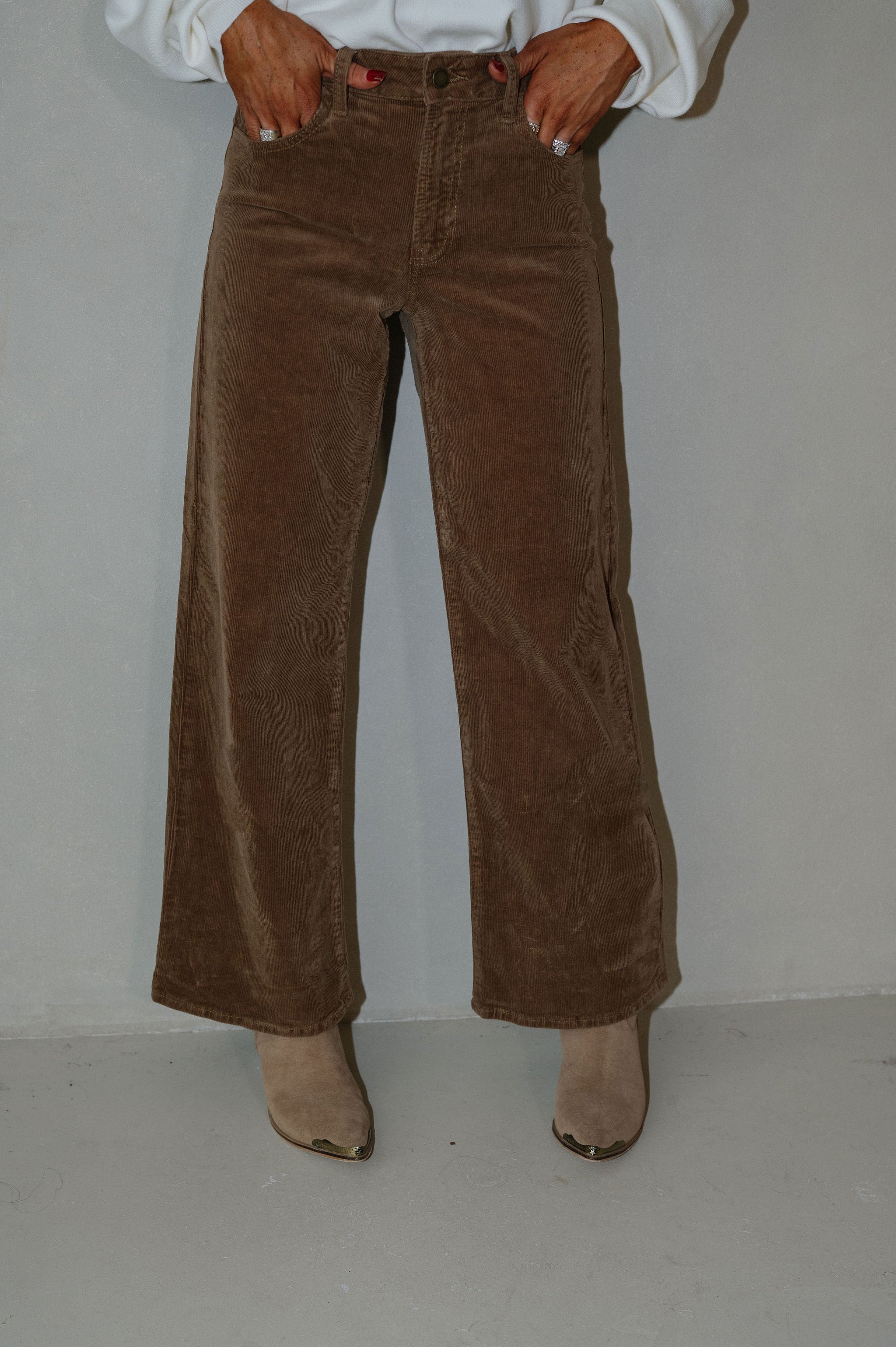 Lilly Corduroy Pants-Dark Khaki