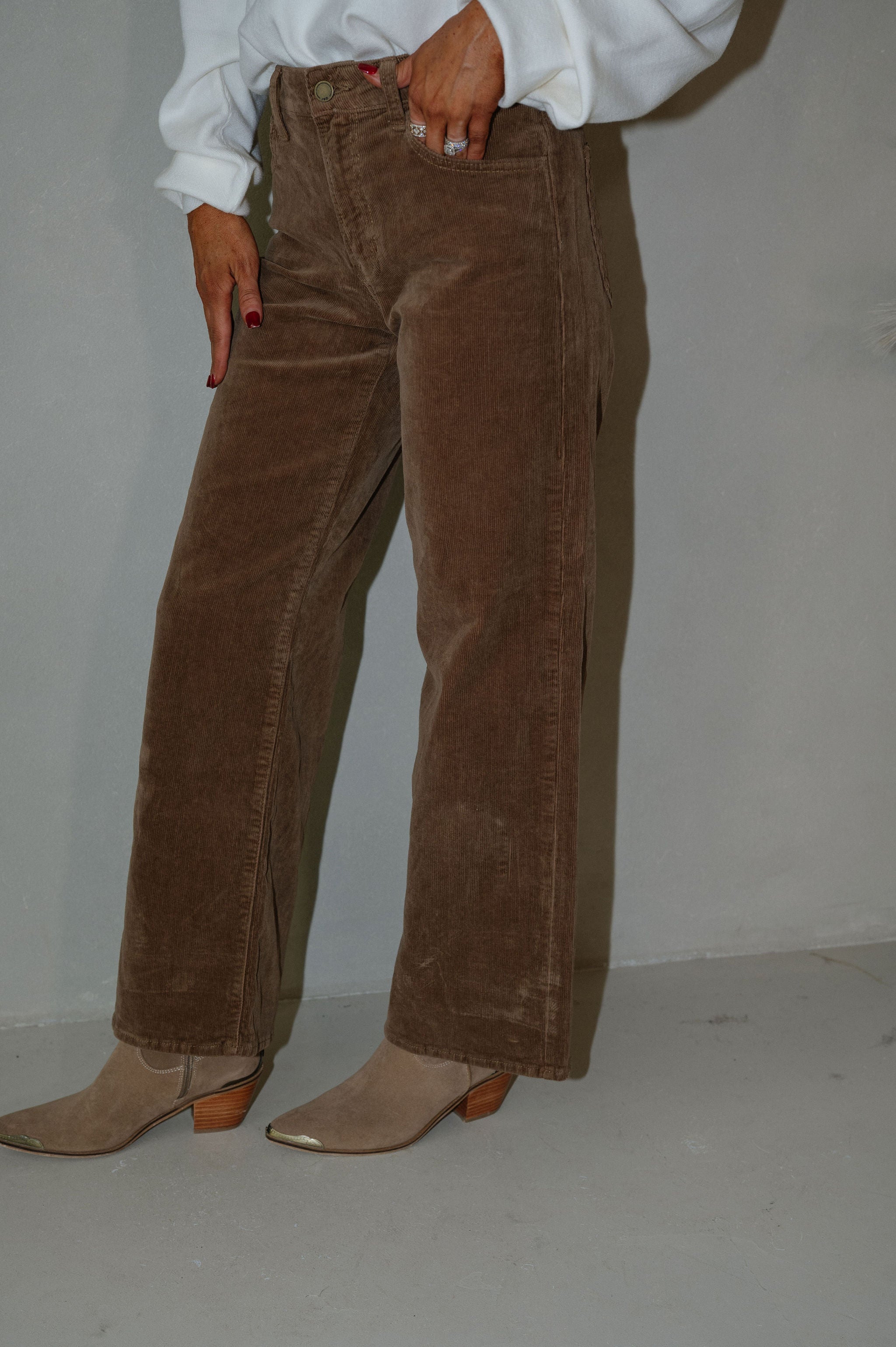 Lilly Corduroy Pants-Dark Khaki