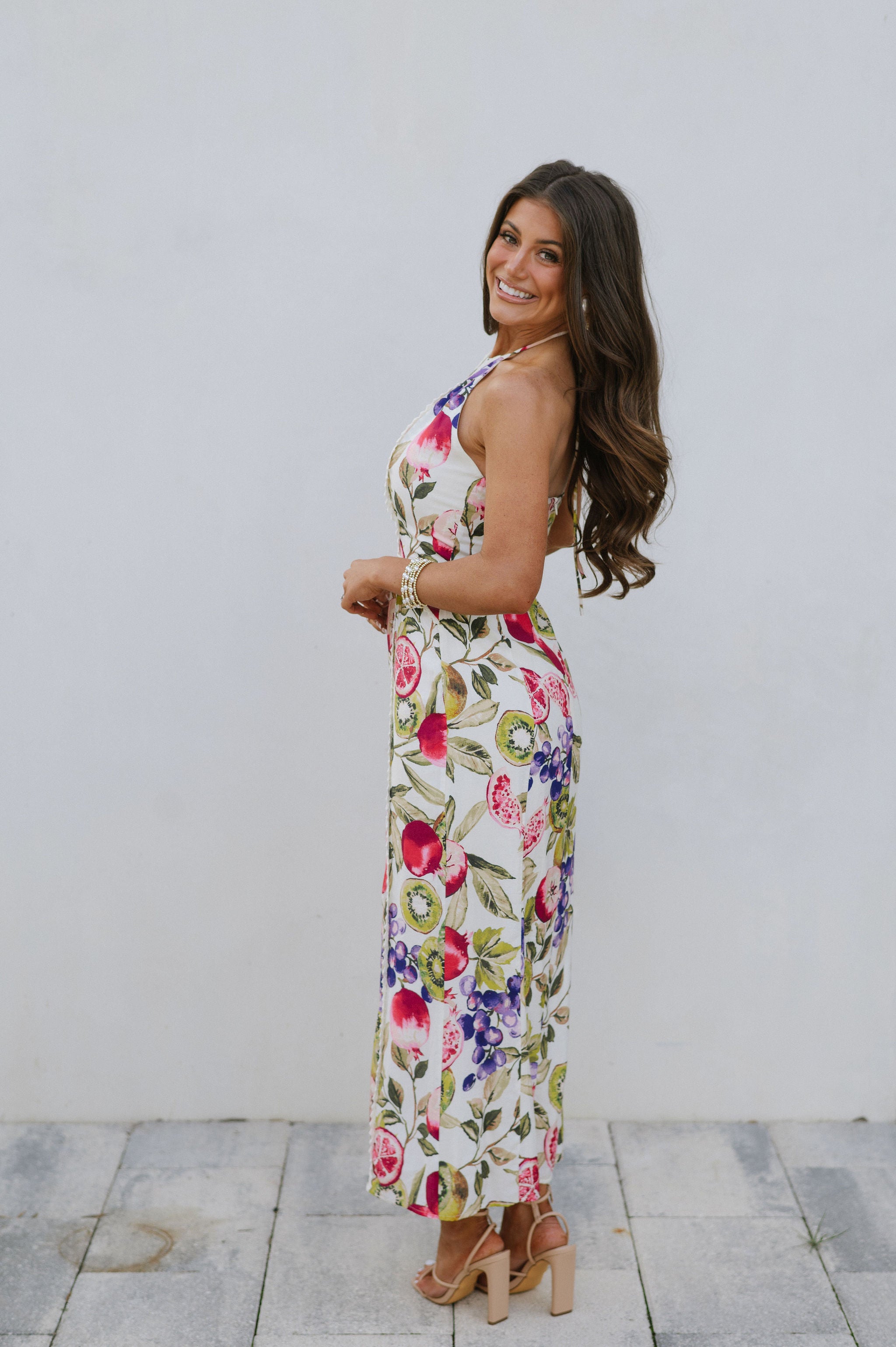 Catalina Halter Dress- Multi/Ivory