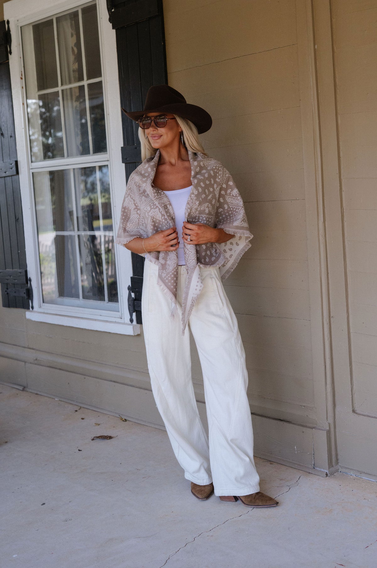 Lennon Fringe Scarf-Taupe