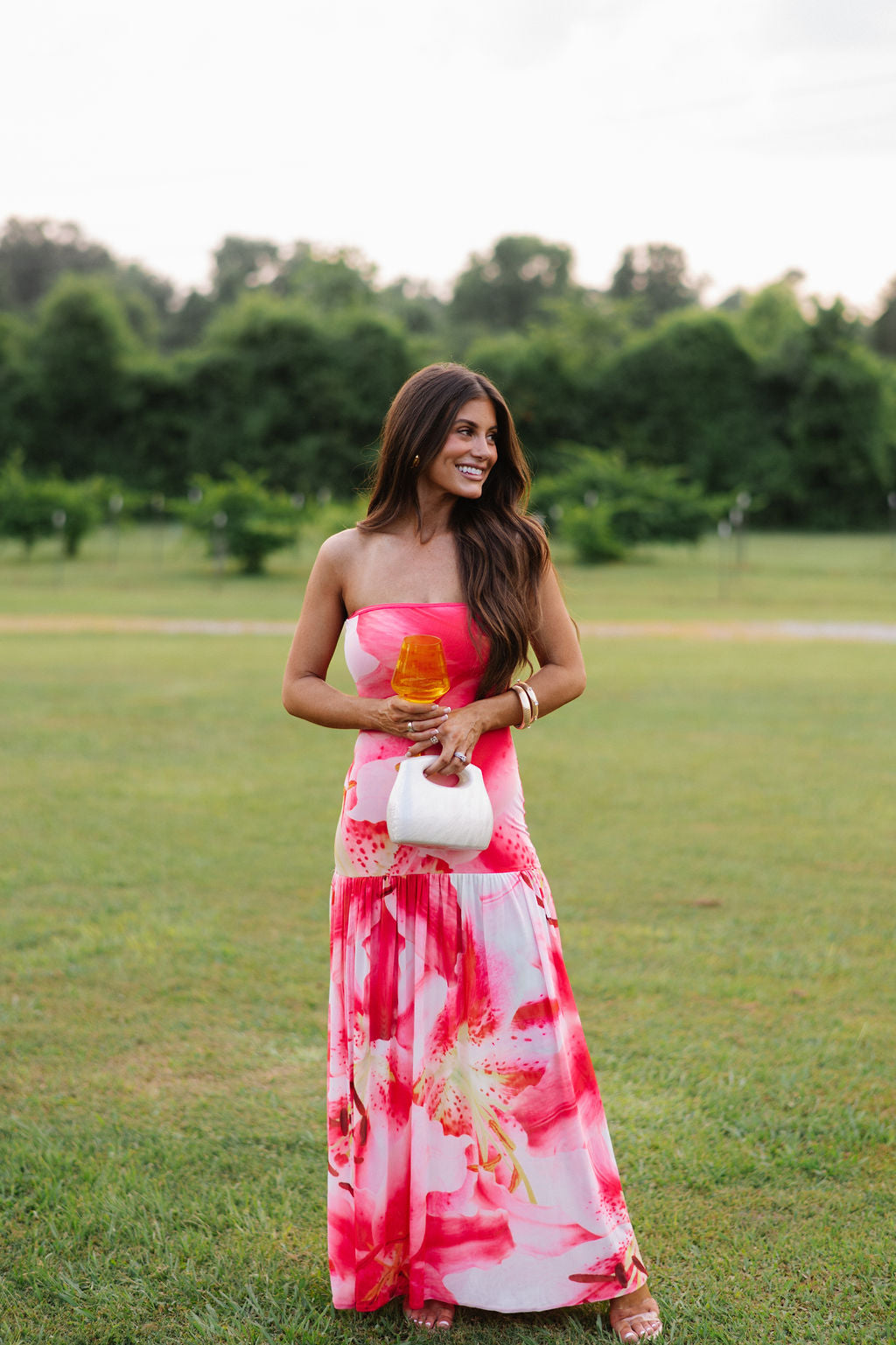 PREORDER//SHIPPING 7/8 //Strapless Abstract Floral Mesh Dress-PREORDER