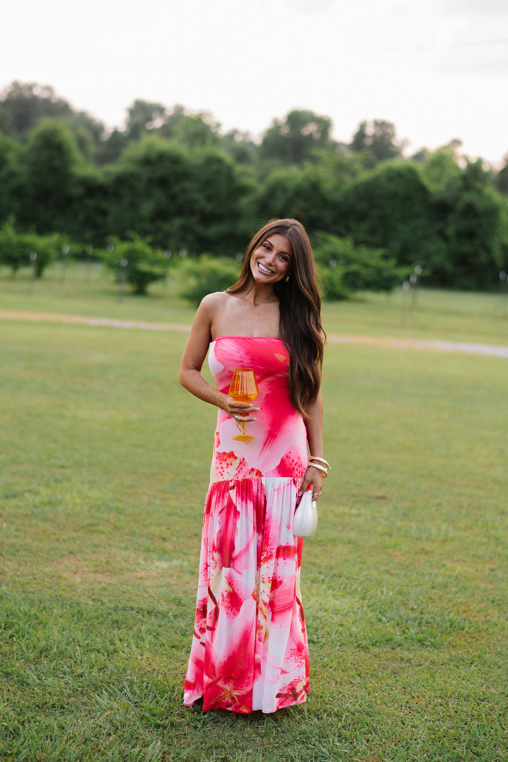 PREORDER//SHIPPING 7/8 //Strapless Abstract Floral Mesh Dress-PREORDER