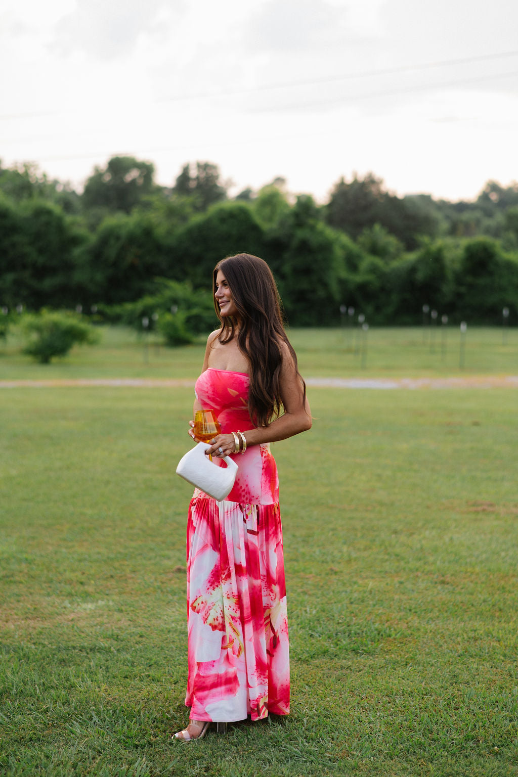 PREORDER//SHIPPING 7/8 //Strapless Abstract Floral Mesh Dress-PREORDER