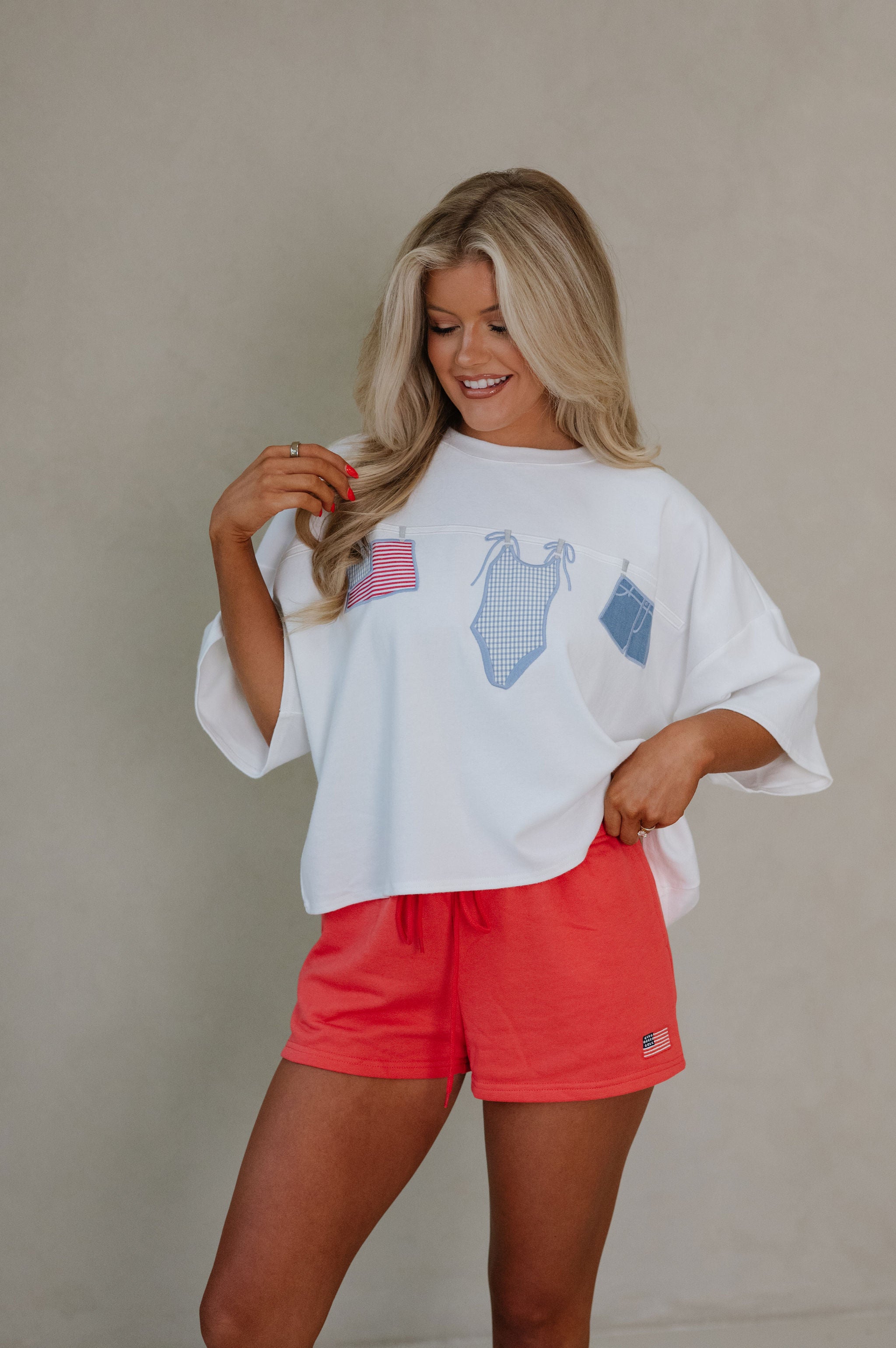 "Americana" Short Sleeve Top-Off White