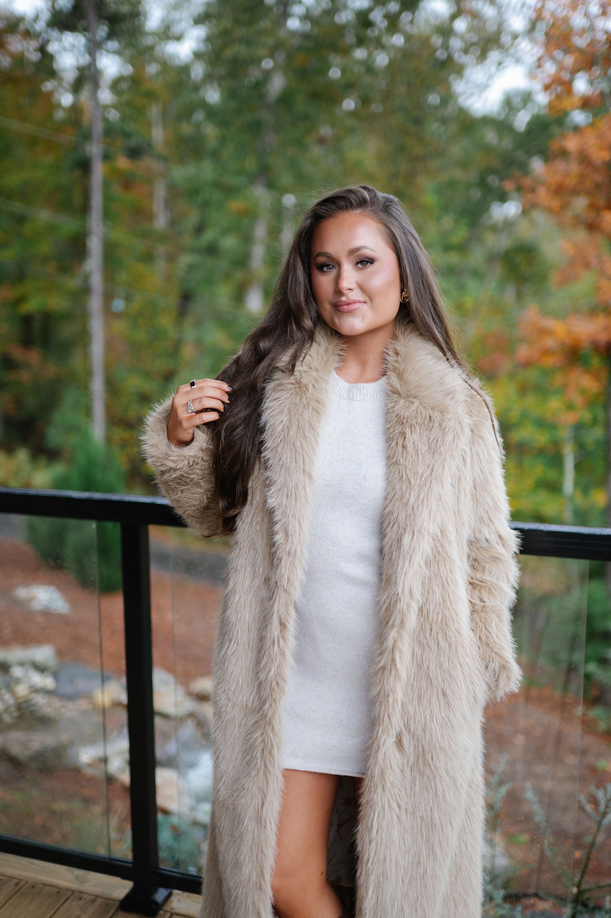 Shaggy Maxi Coat-Camel